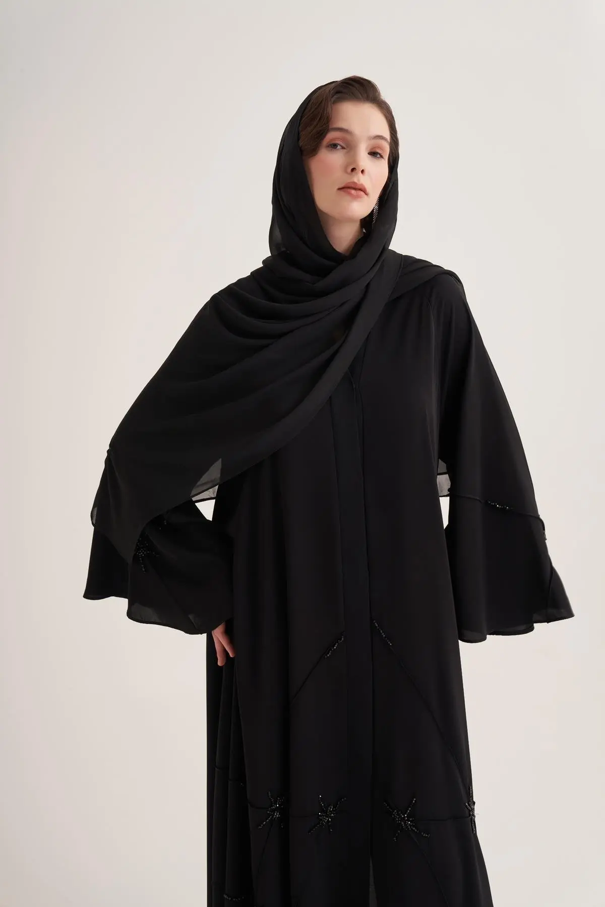 Classic Stone Abaya & Scarf – Black, photo 2