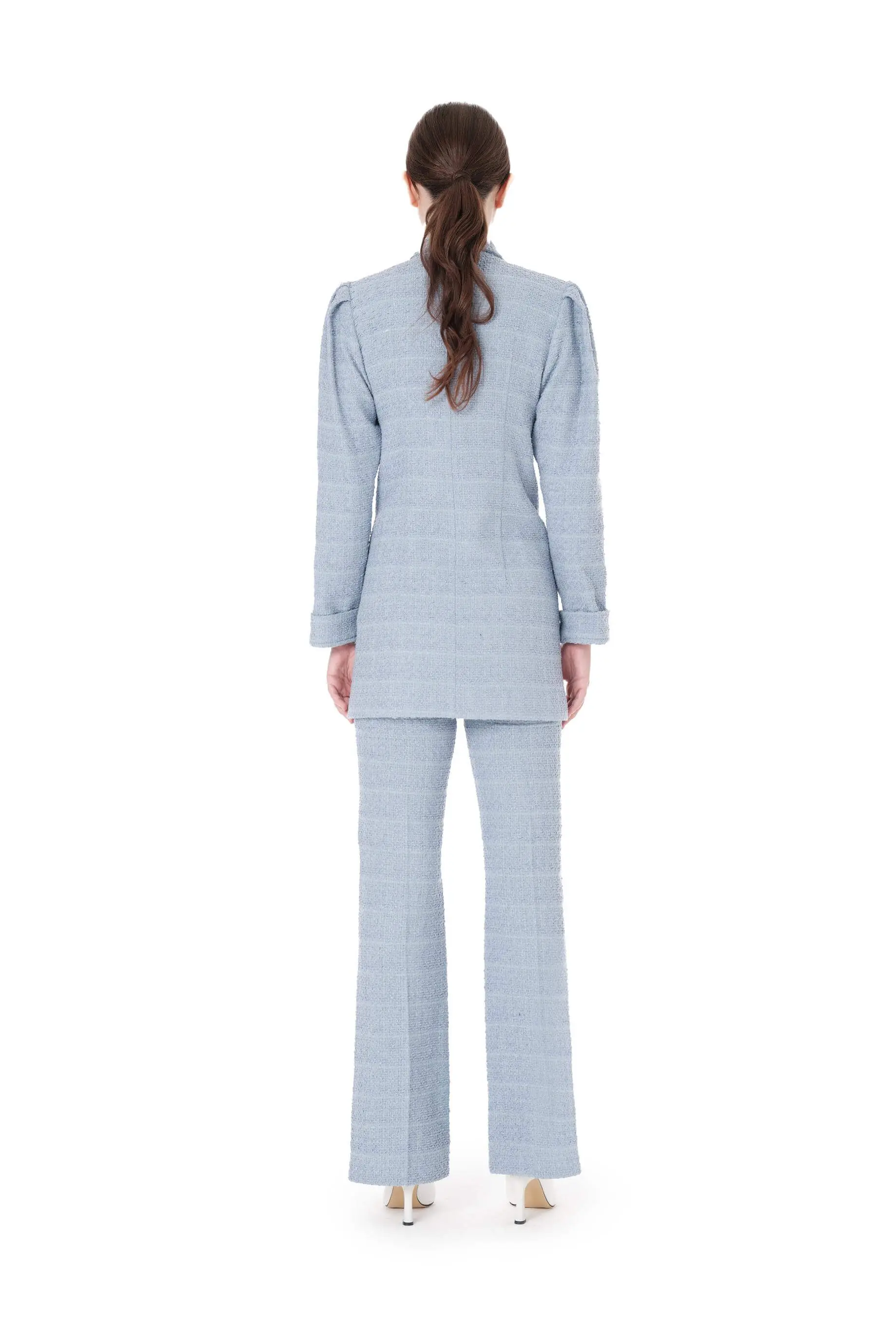 Double-Breasted Blazer & Flared Trousers Set – Blue, photo 3