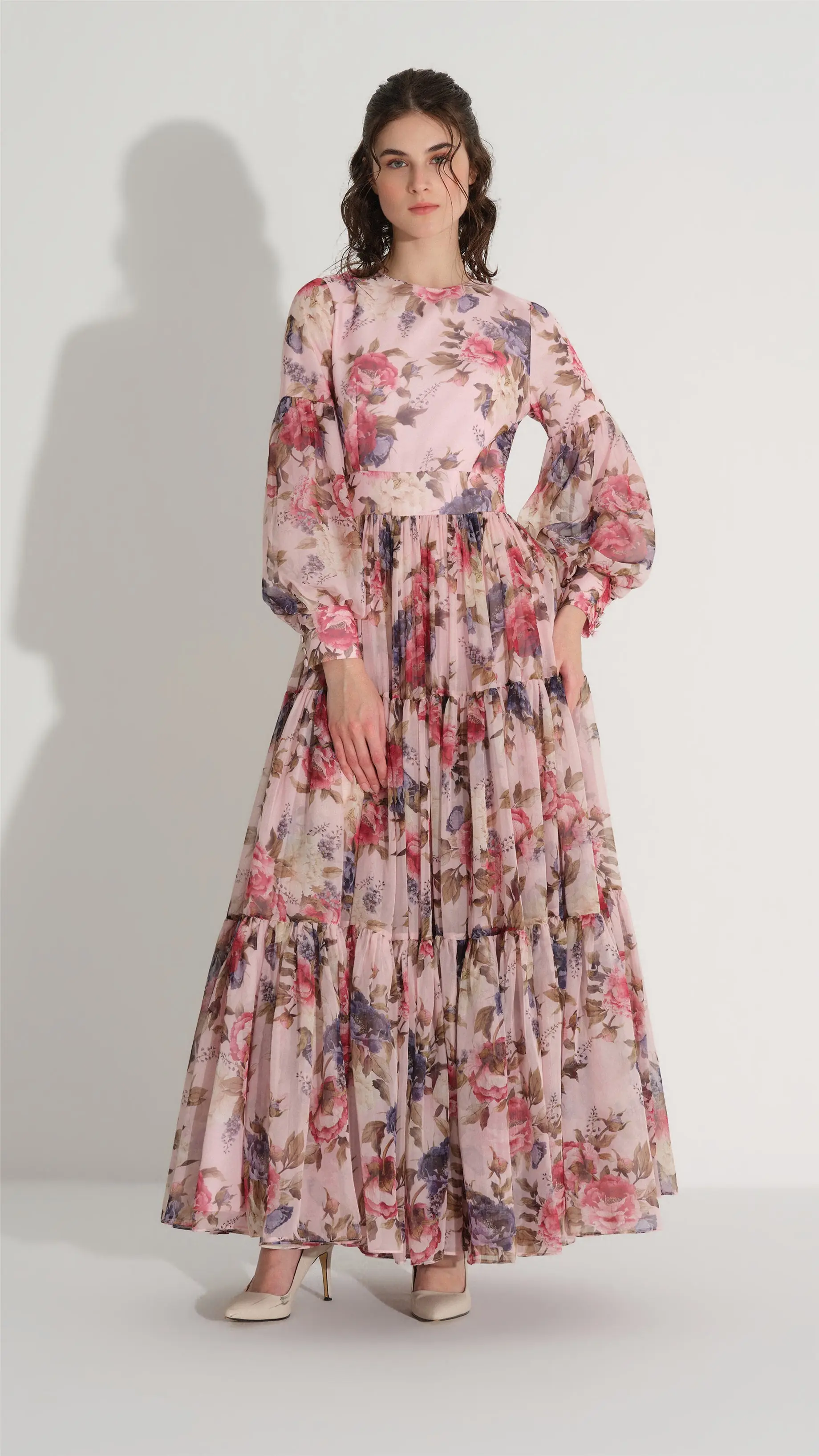 Floral Silk Chiffon Dress – Pink, photo 3