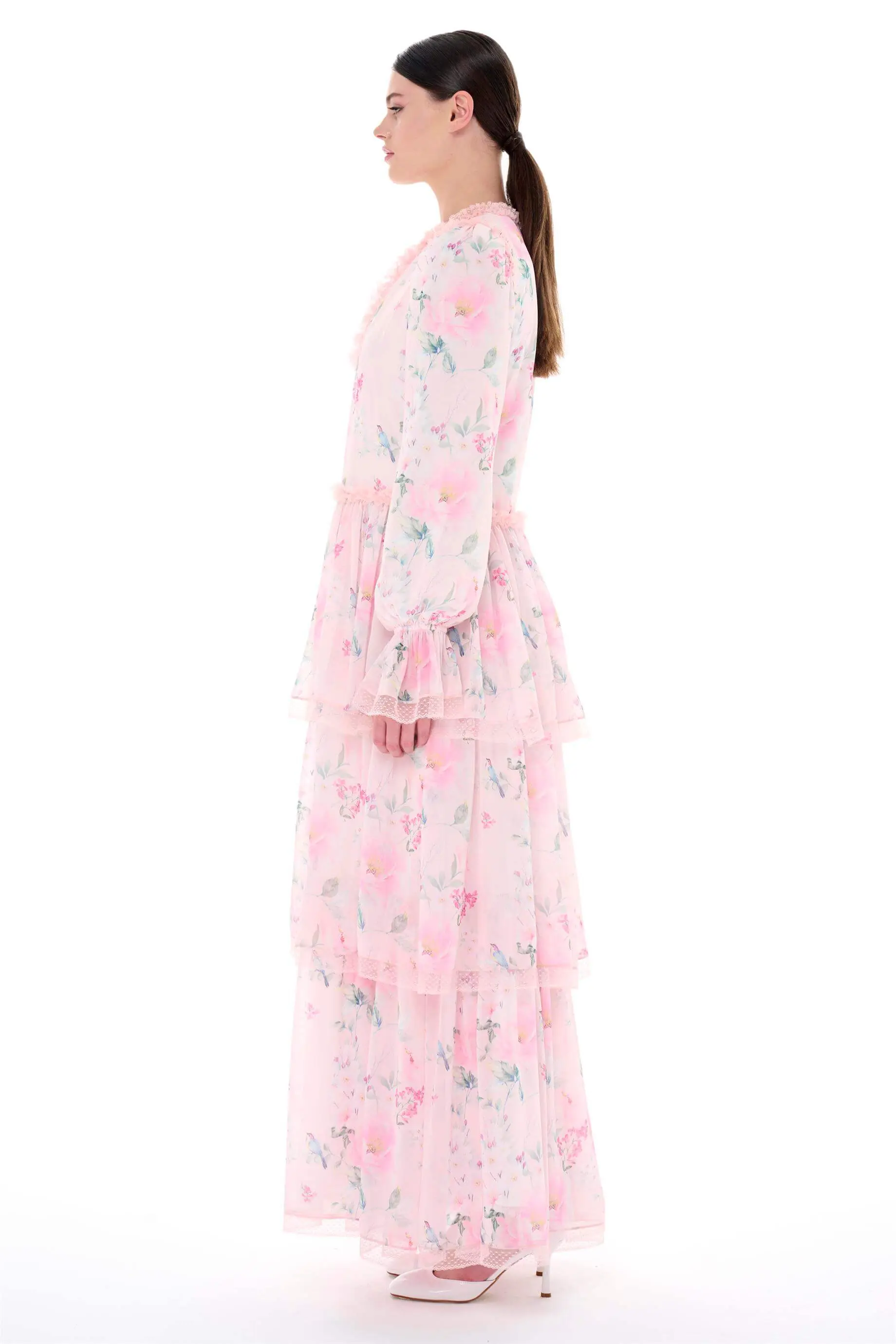 Lace Tiered Maxi Dress – Powder Pink, photo 2