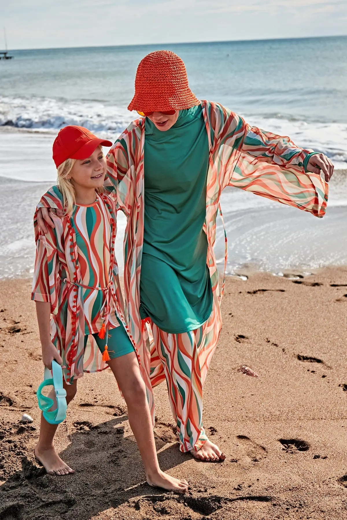 Marina Girls Modest Swimsuit - Orange/Green - K2406, photo 5