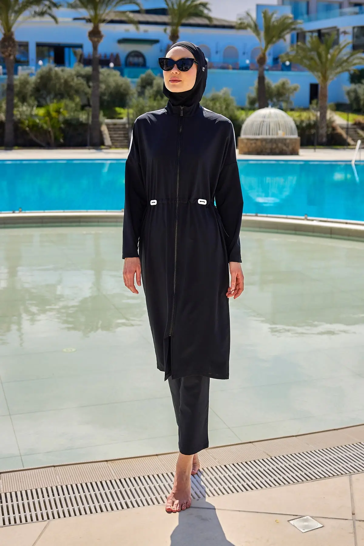 Black Full Coverage Modest Swimwear Burkini Set M2507-1, photo 3