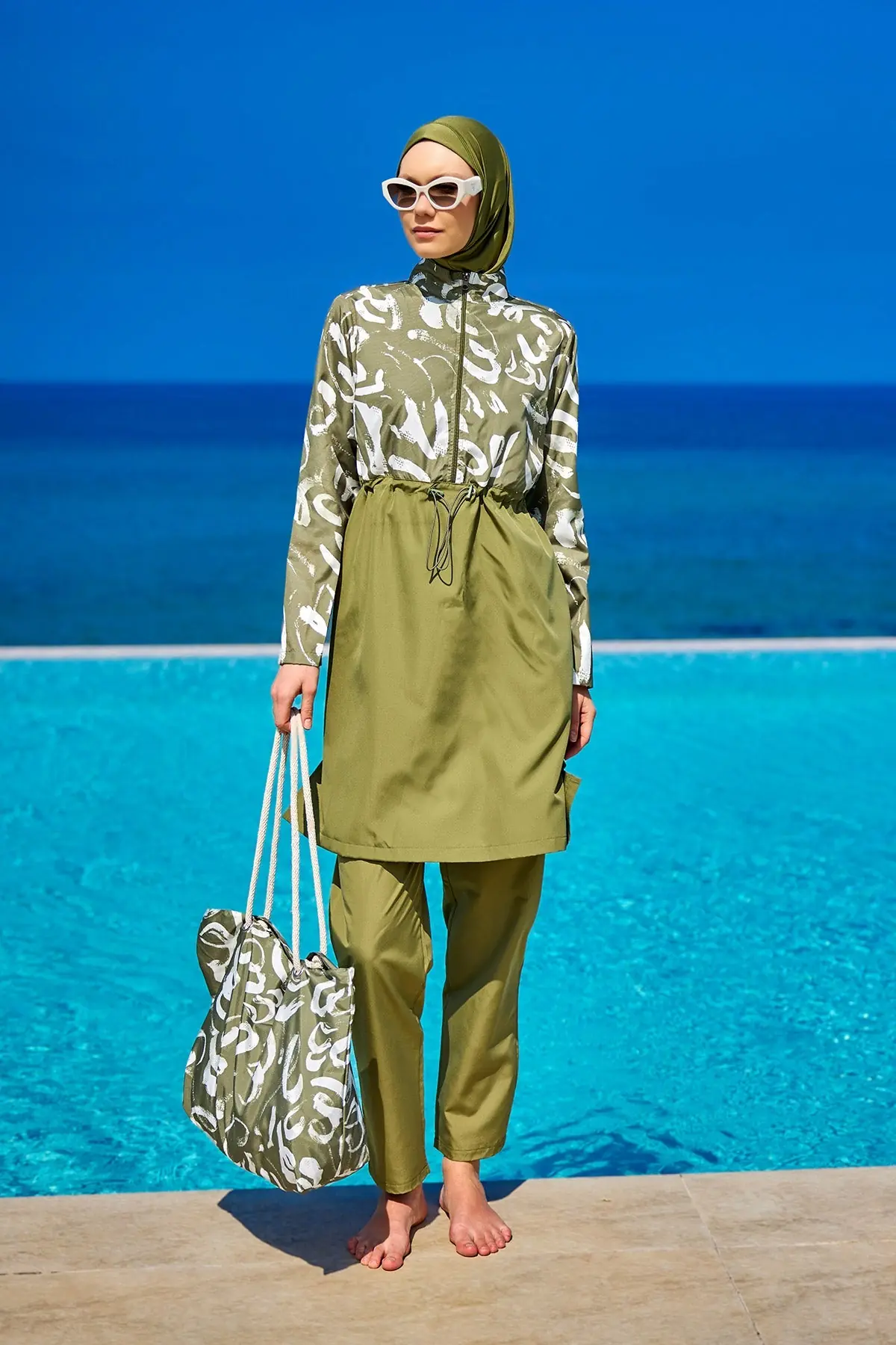 Green Full Coverage Modest Swimwear Set for Women R2506, photo 2