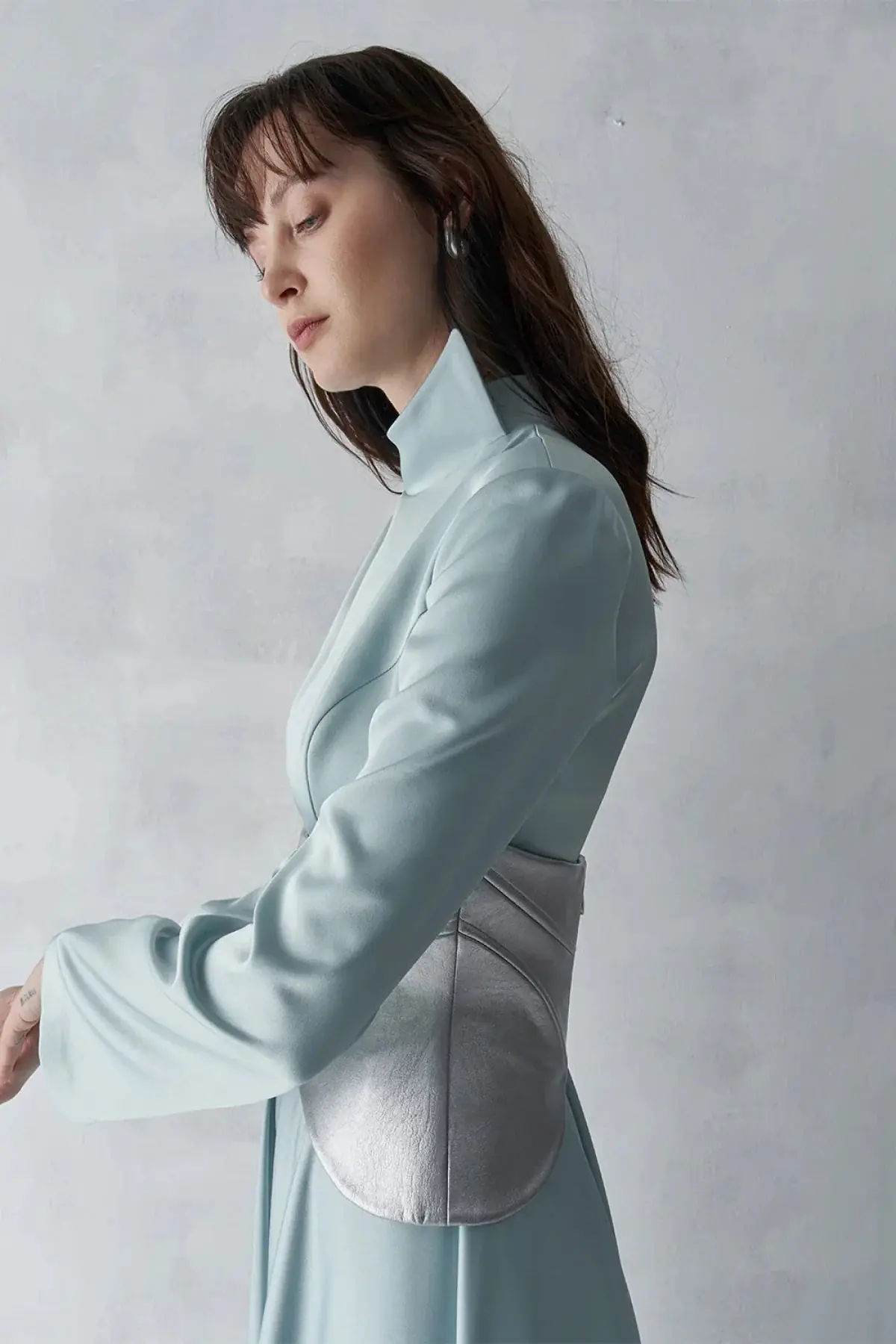 Satin Gown with Metallic Corset – Mint, photo 6