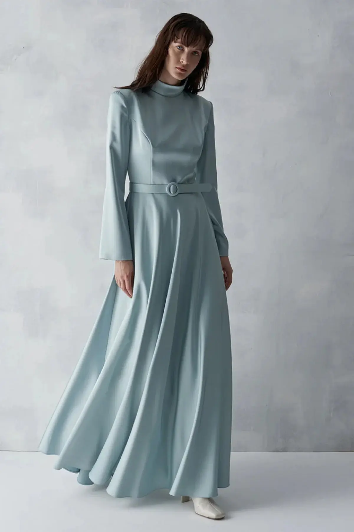Satin Gown with Metallic Corset – Mint, photo 3