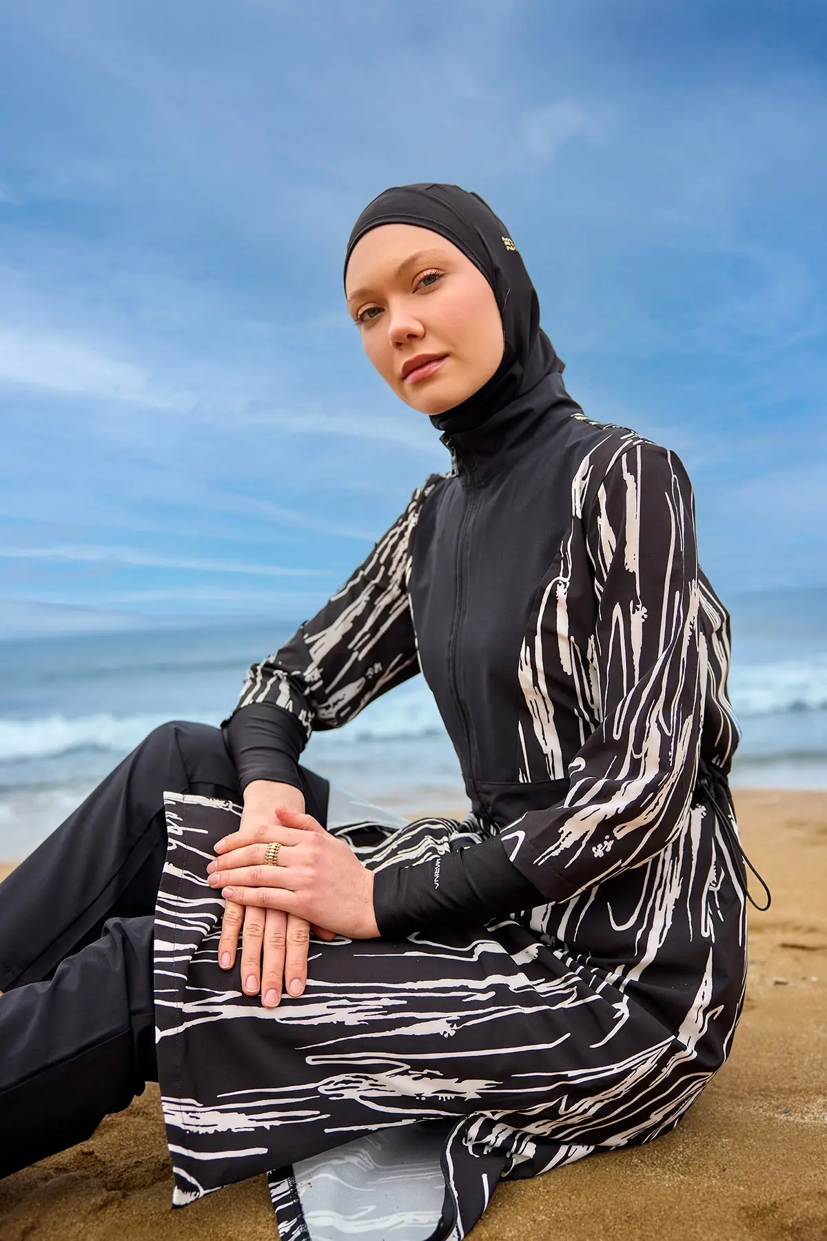 Black Full Coverage Swimwear Burkini Set M2504, photo 2