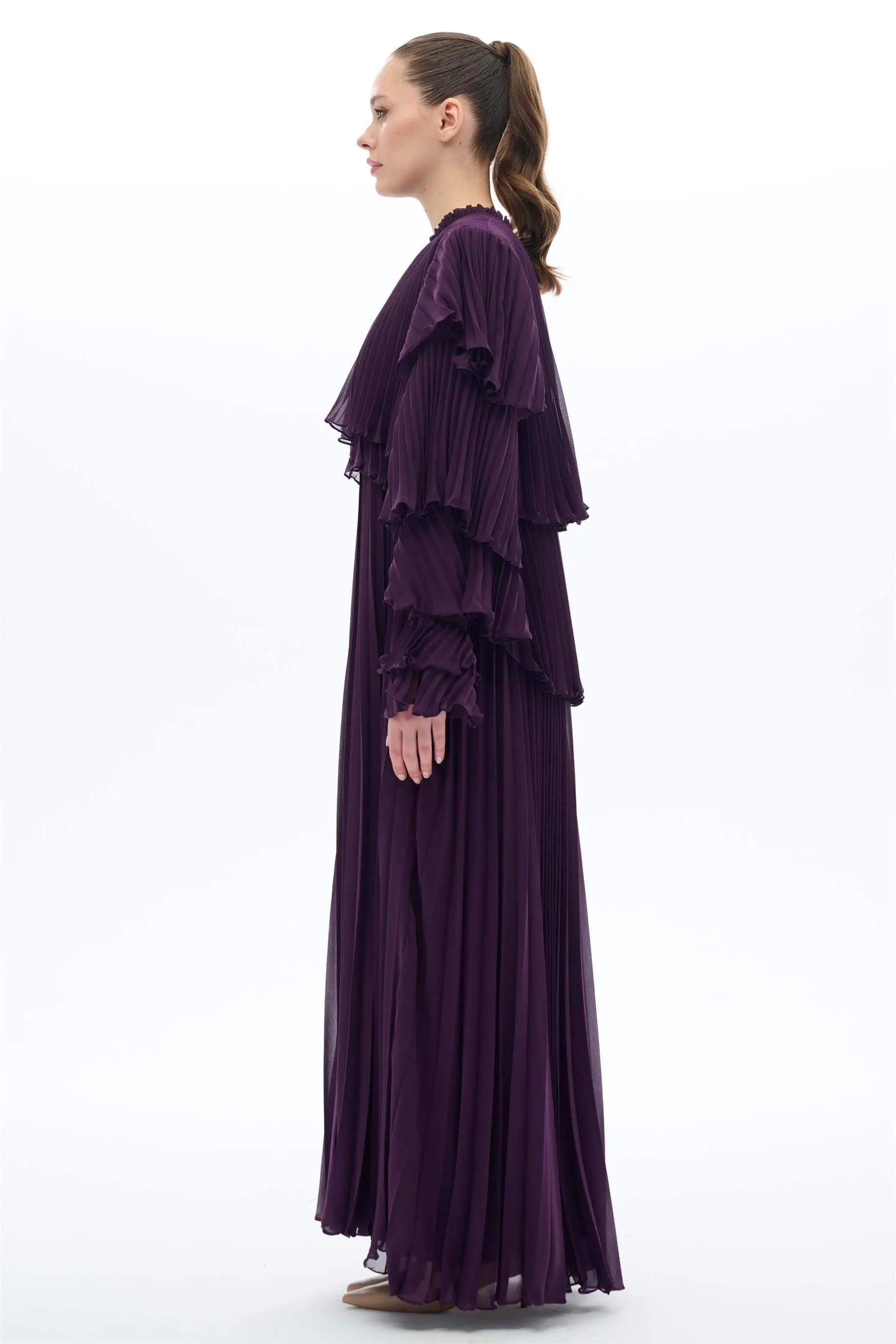 Pleated Layered Dress Set – Purple, photo 3