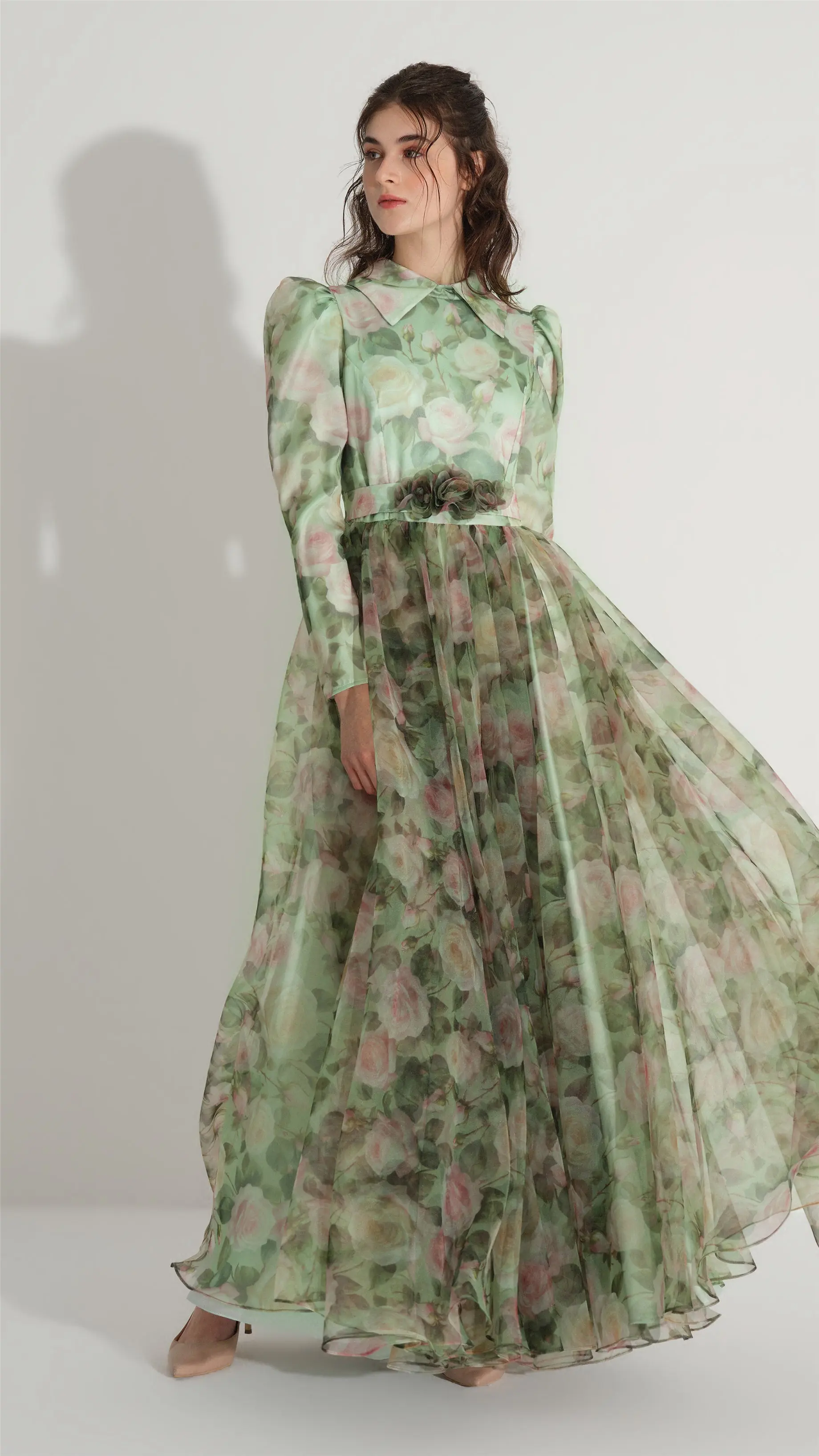 Belted Organza Dress – Green, photo 6