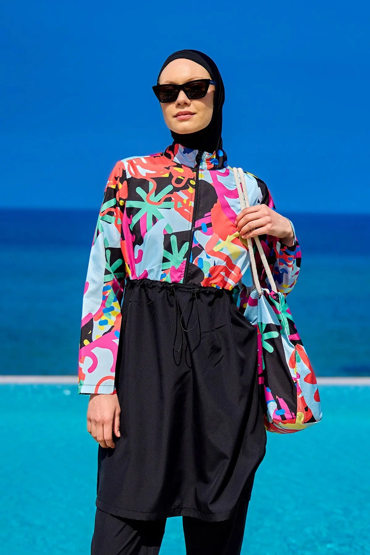 Rivamera Full-Coverage Modest Swimsuit - Black