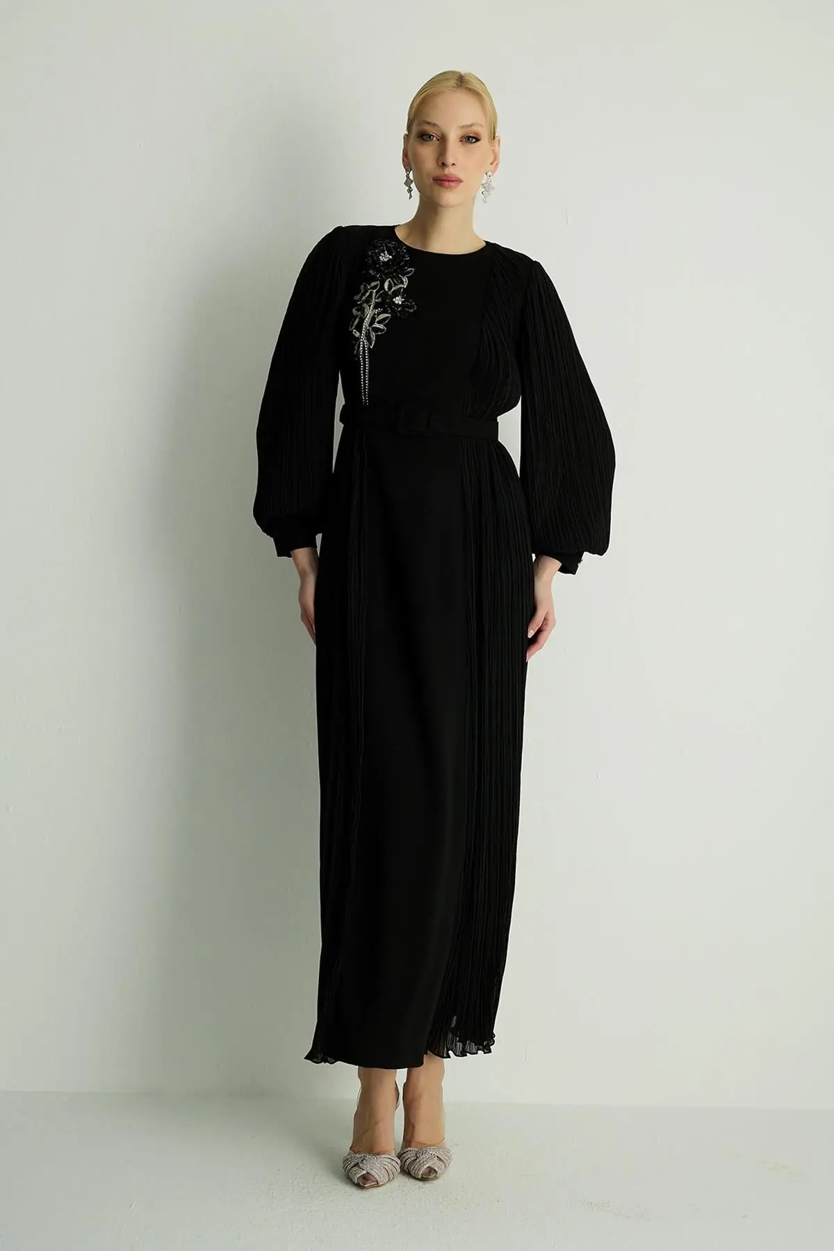 Rozanna Pleated Panel Dress – Black, photo 4