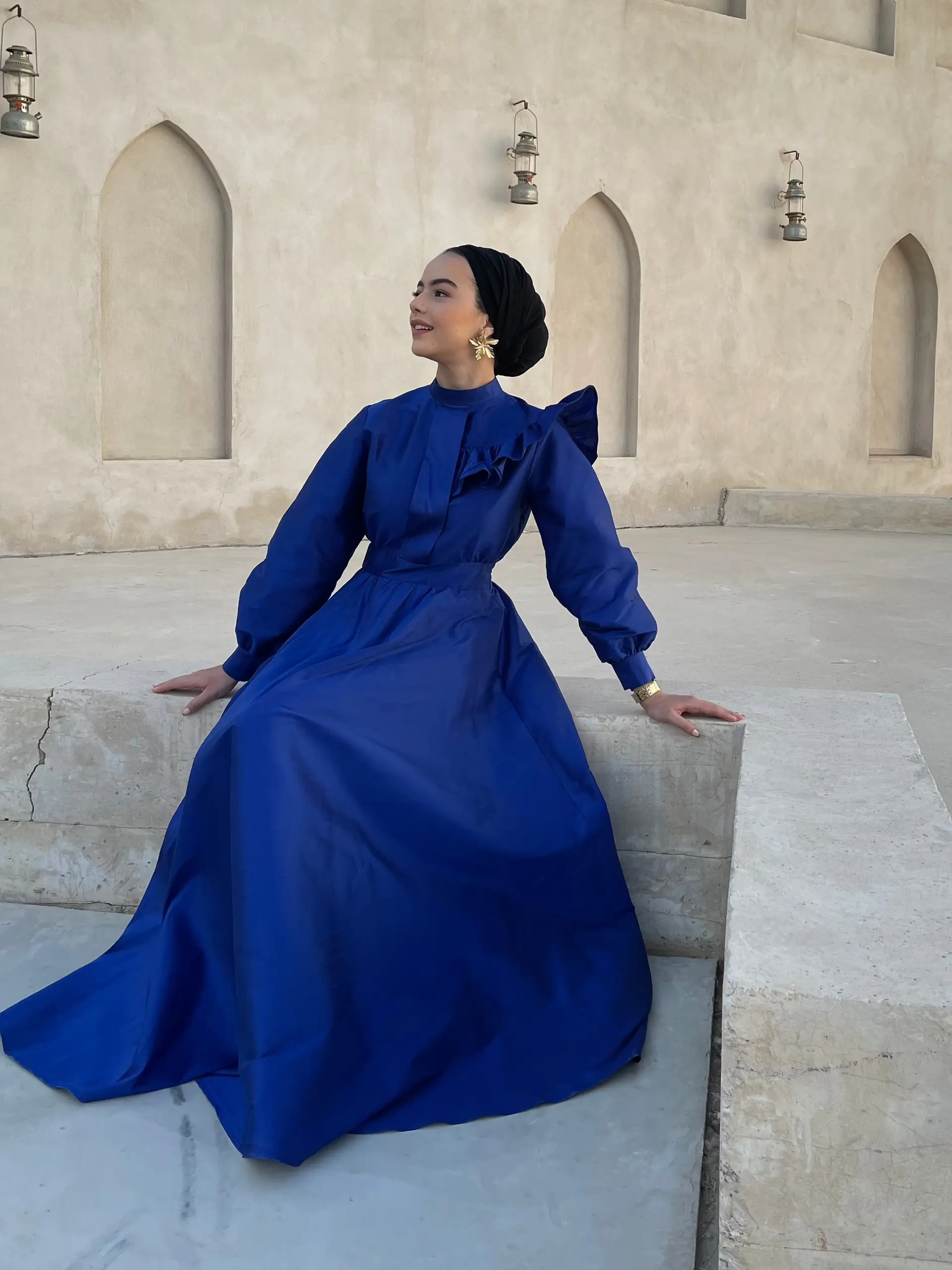 Royal – Sapphire Blue Ruffle Maxi Dress | Modest Luxury, photo 2