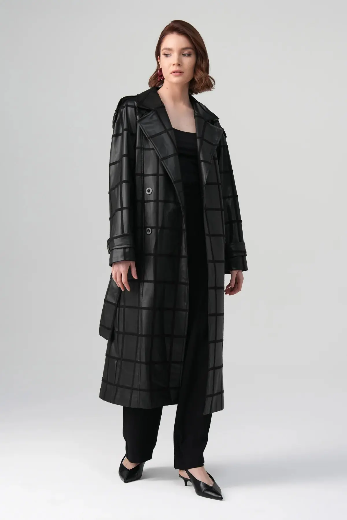 Riva Leather-Detail Coat – Black, photo 4