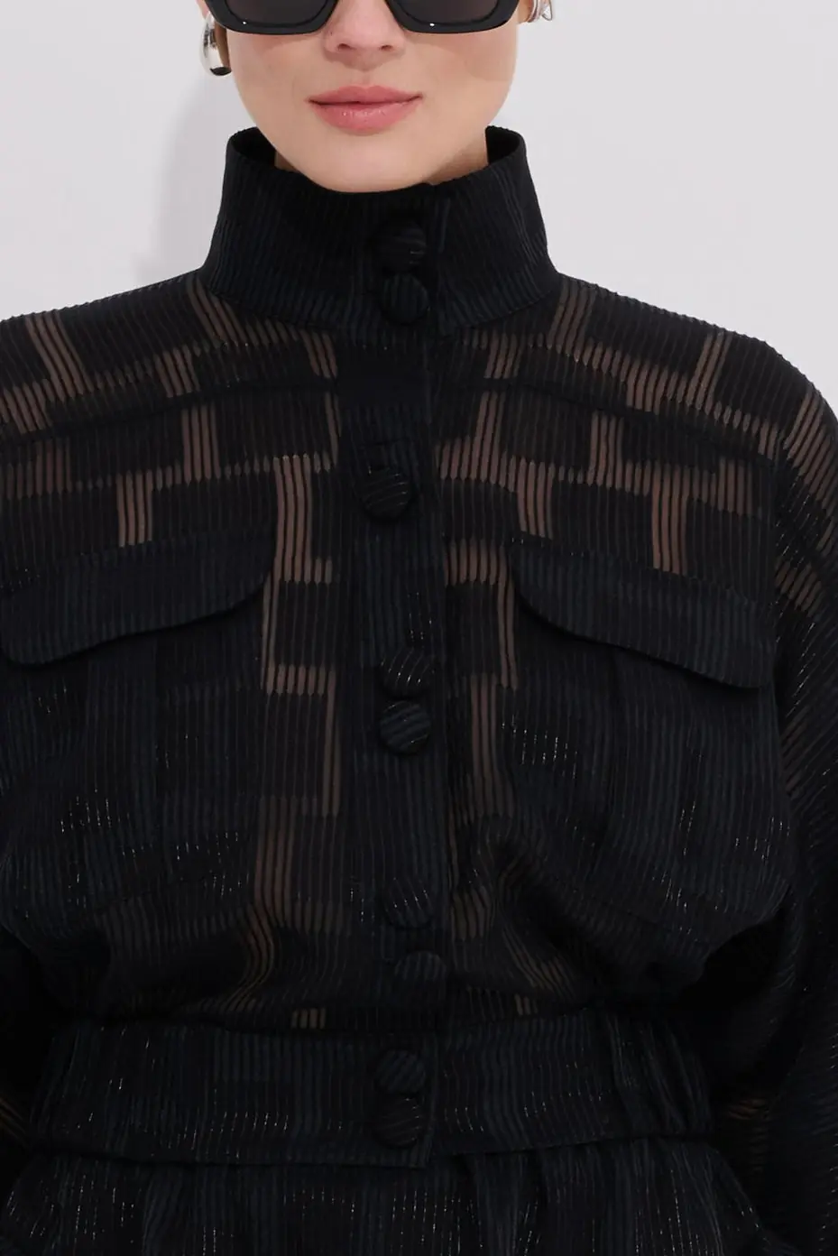 Violaine Blouse Transparent Checkered Texture, photo 3