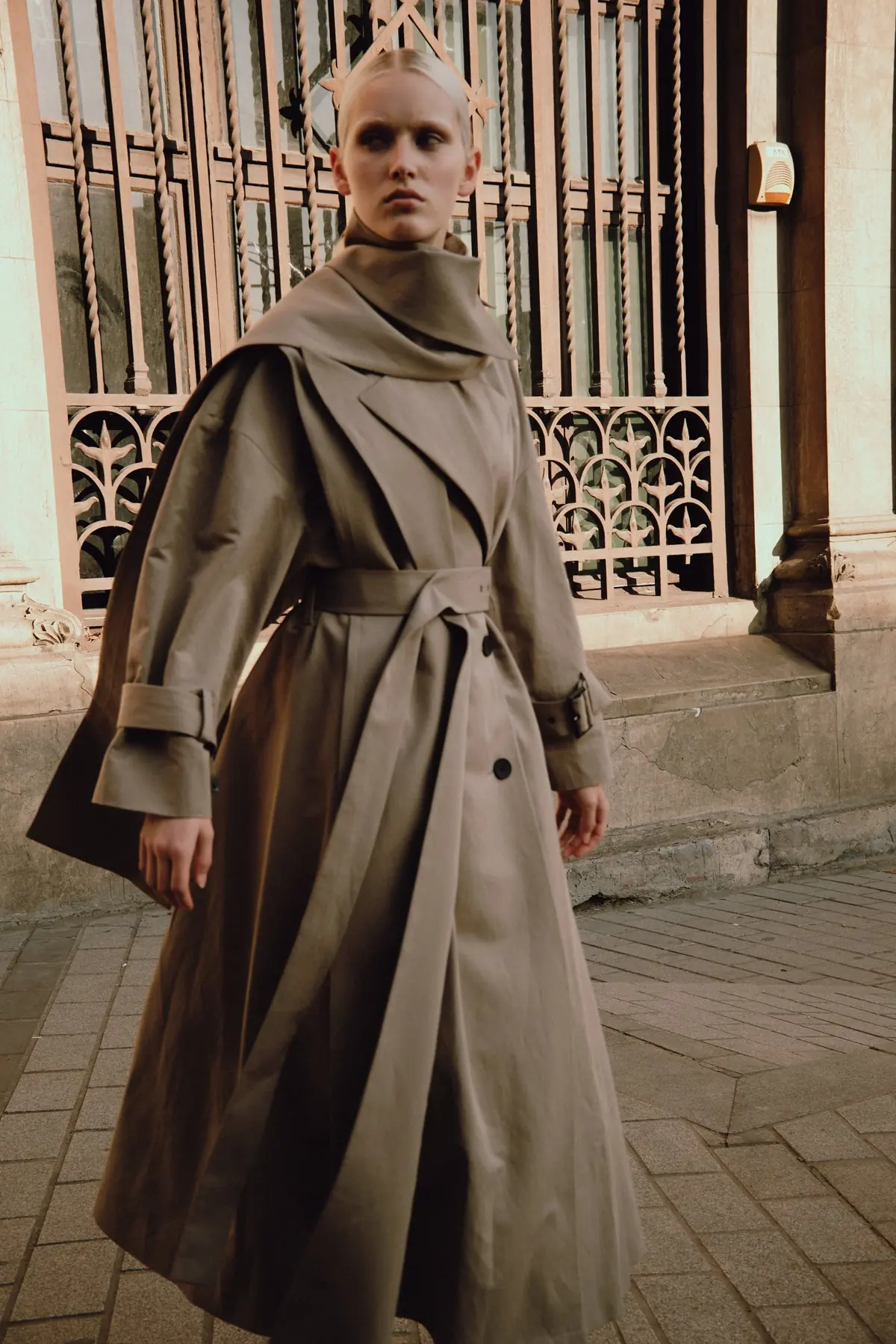 Double-Breasted Belted Cotton Trench Coat - Taupe