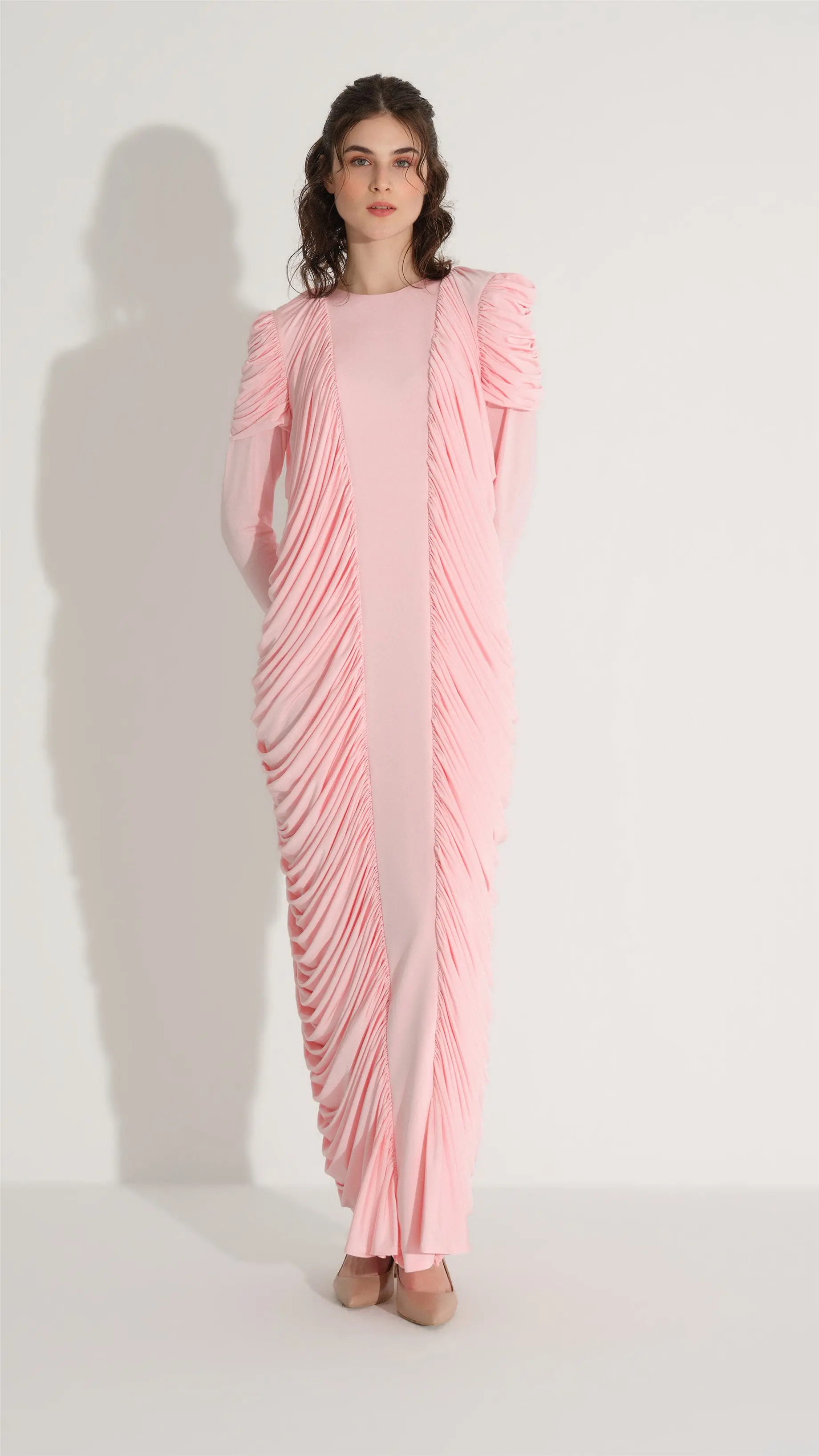Draped Side-Gathered Dress – Powder, photo 2