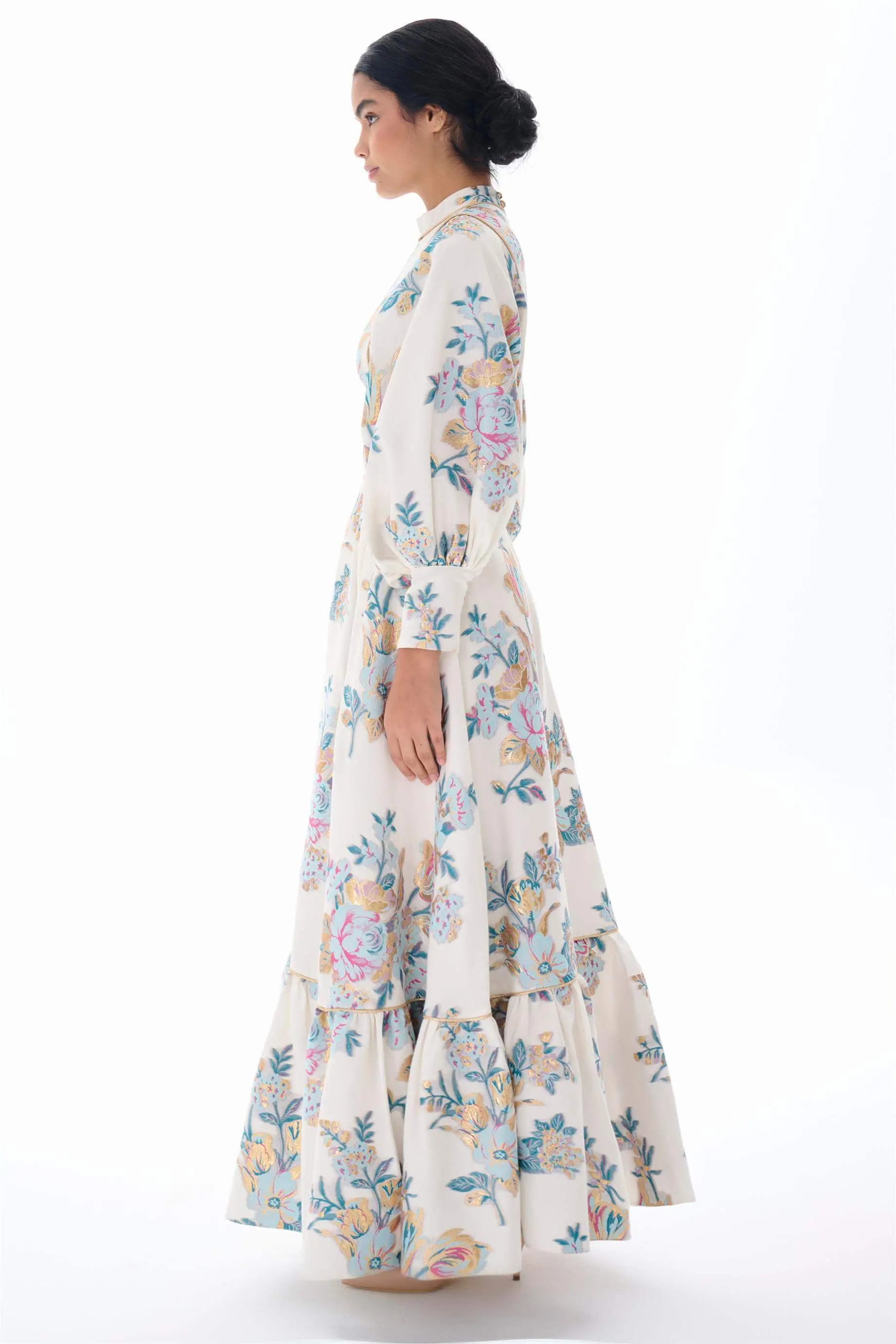 Corset-Detail Jacquard Maxi Dress – Ecru, photo 2
