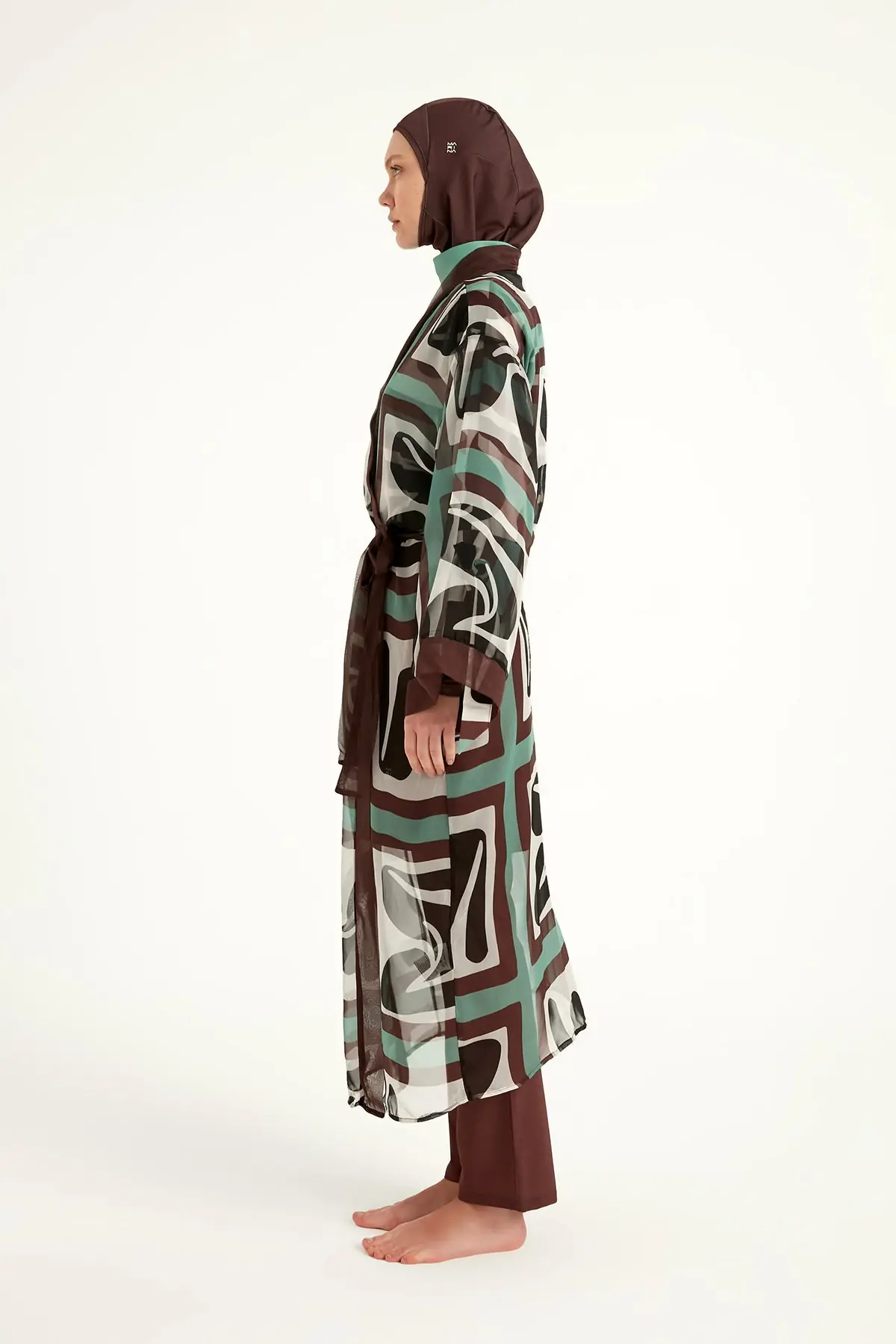 Silky Full Coverage Modest Kimono – Brown, photo 7