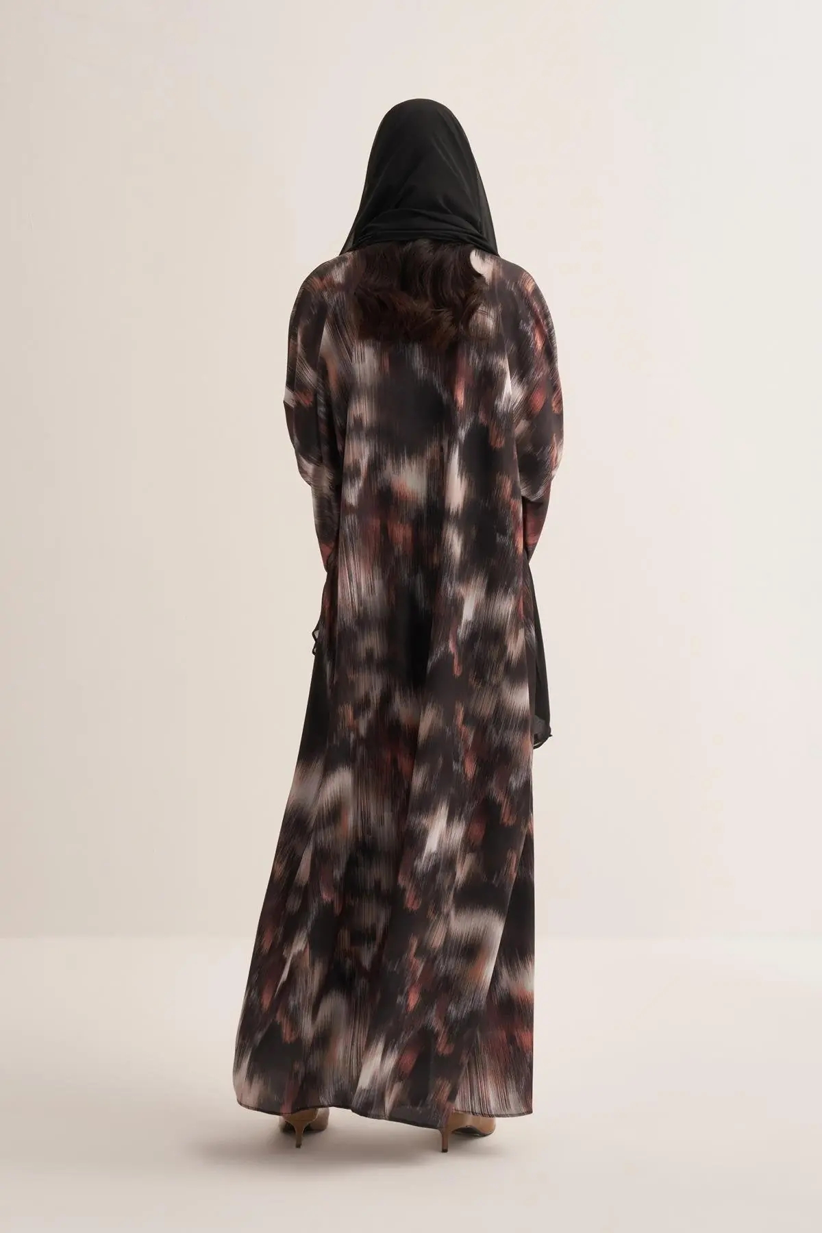 Julie Printed Brown Abaya with Matching Scarf, photo 3