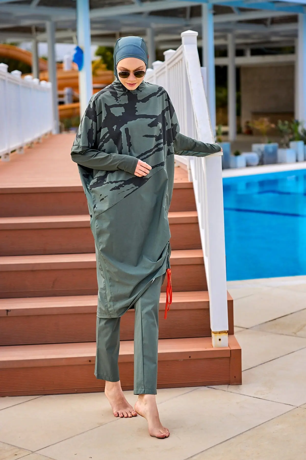 Khaki Full Coverage Modest Swimwear Burkini Set M2516, photo 3