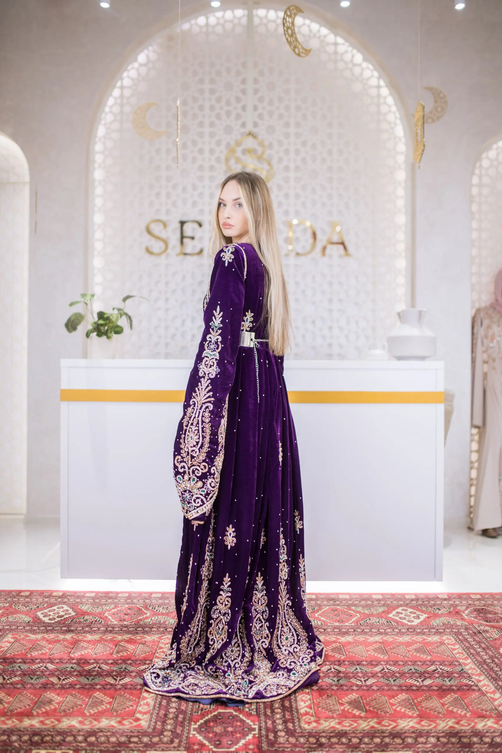 Nebula Silk Velvet Kaftan – Purple, photo 3