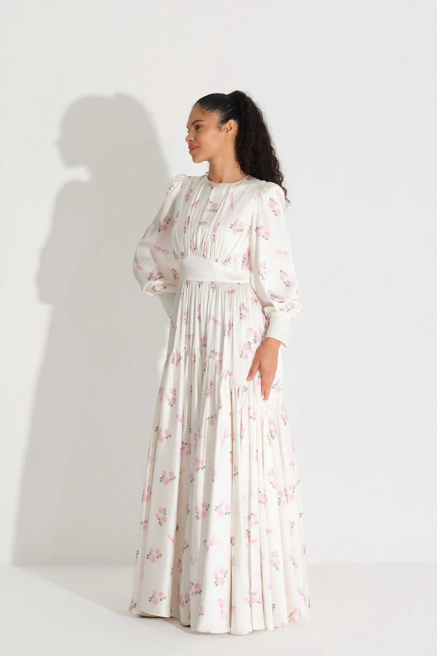 Corset-Inspired Satin Dress – Ecru, photo 3