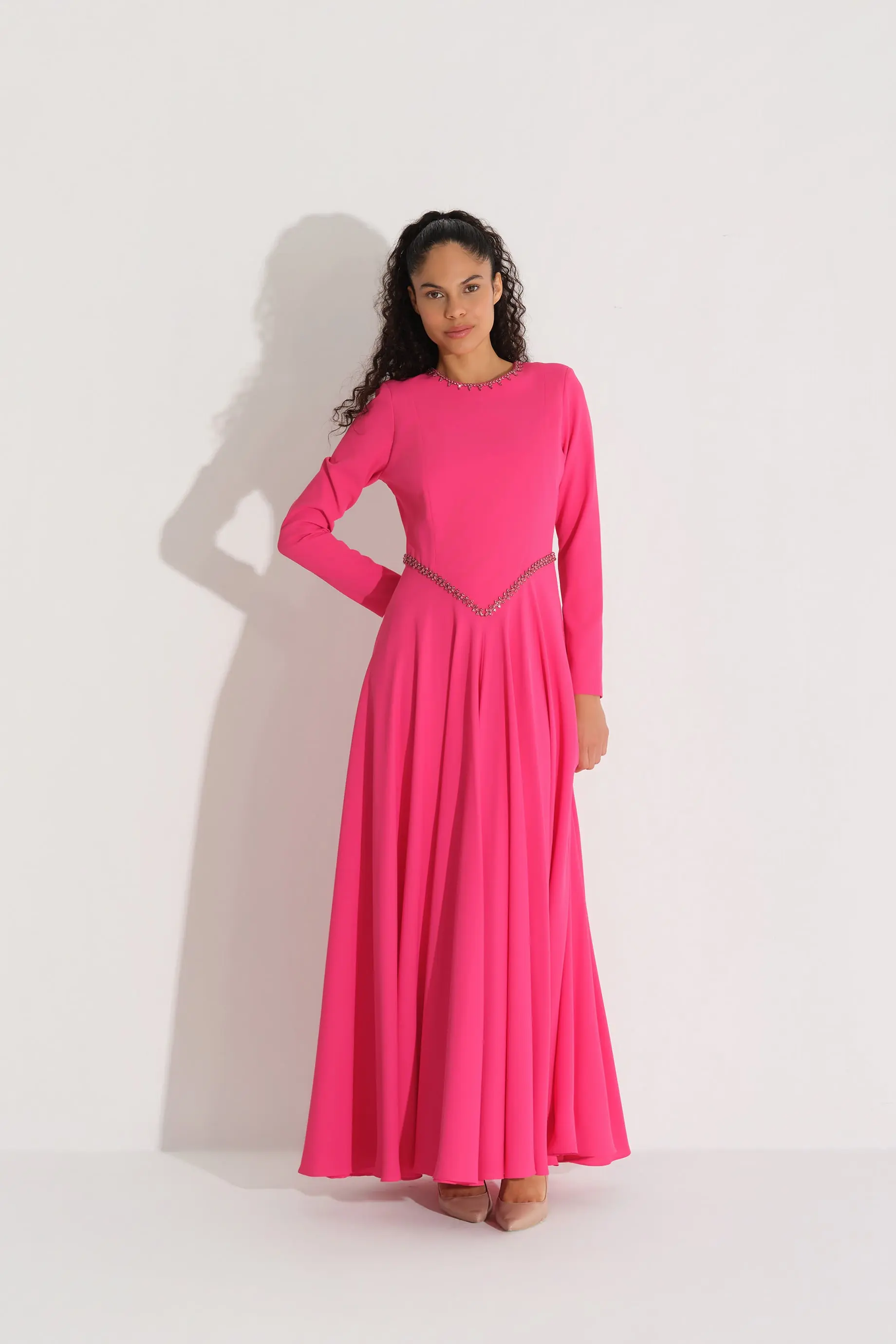 Crystal Waist Detail Dress – Fuchsia, photo 5