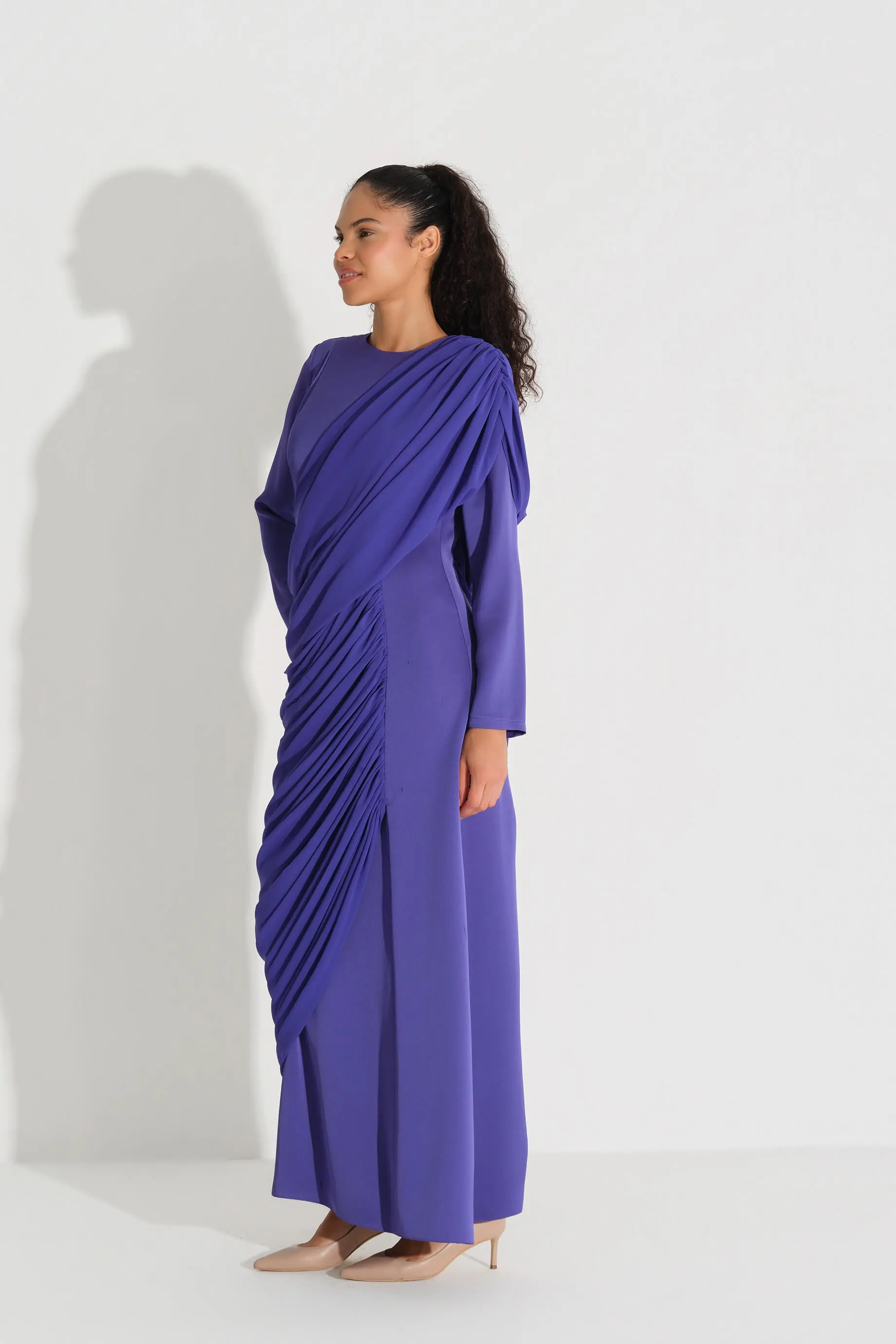 Cross-Draped Crepe Dress – Purple, photo 3