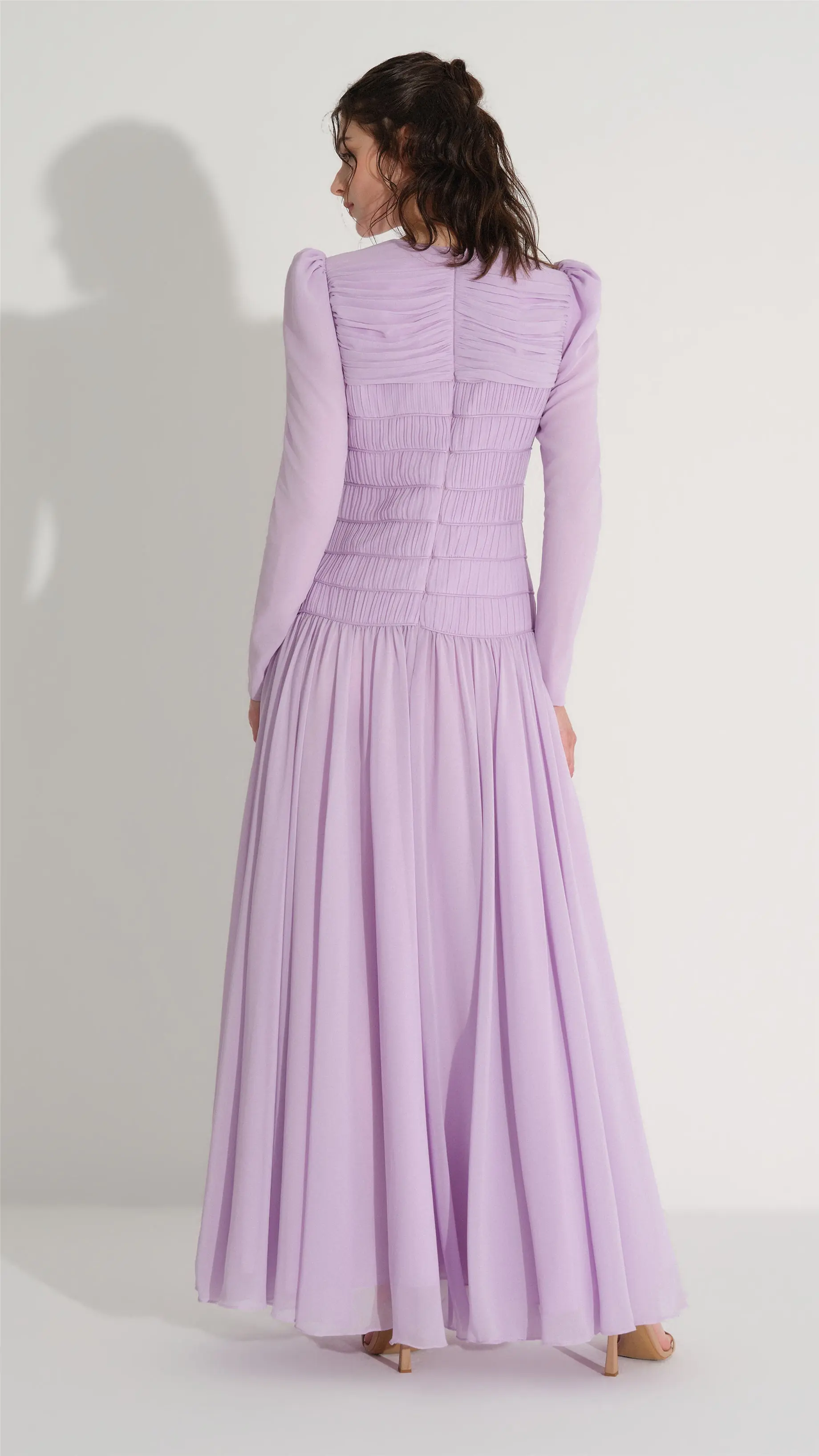 Pleated & Piping Detail Dress – Lilac, photo 4
