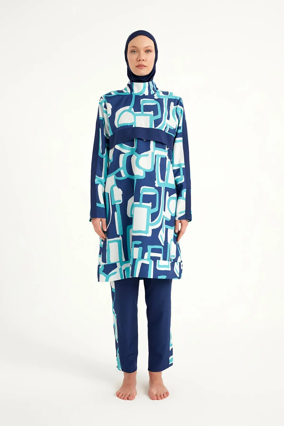 Navy Full Coverage Modest Swimwear Set - Blue, photo 4