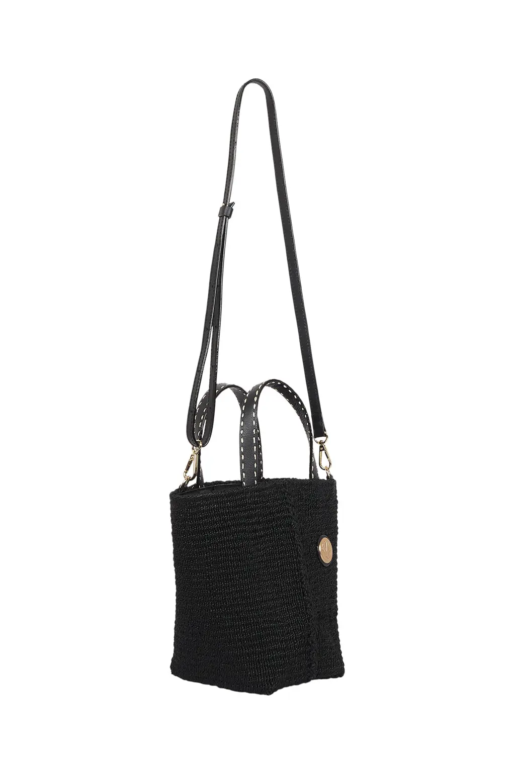 Abaca Woven Mini Tote Bag - Black, photo 2