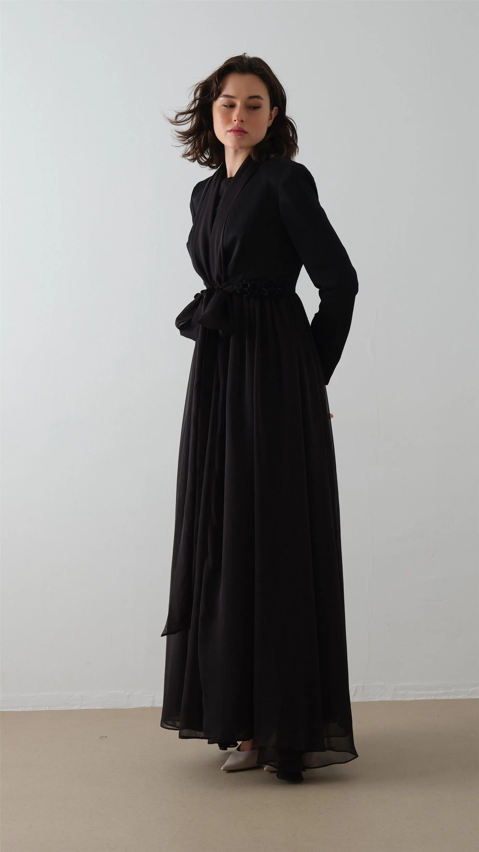 Scarf-Collar Jacket and Dress Set - Black, photo 4