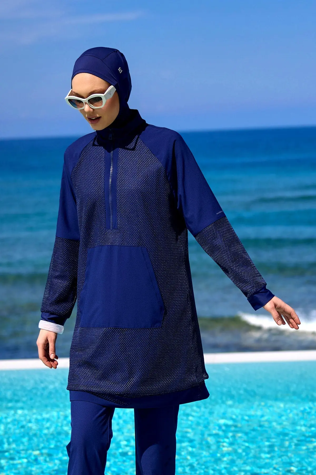 Navy Full Coverage Modest Swimwear Burkini Set M2534-2