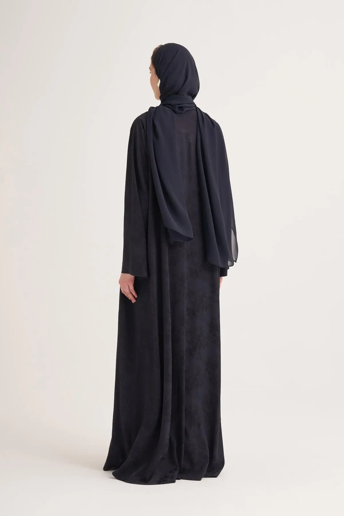 Mila Linen Abaya & Scarf –  Navy, photo 3