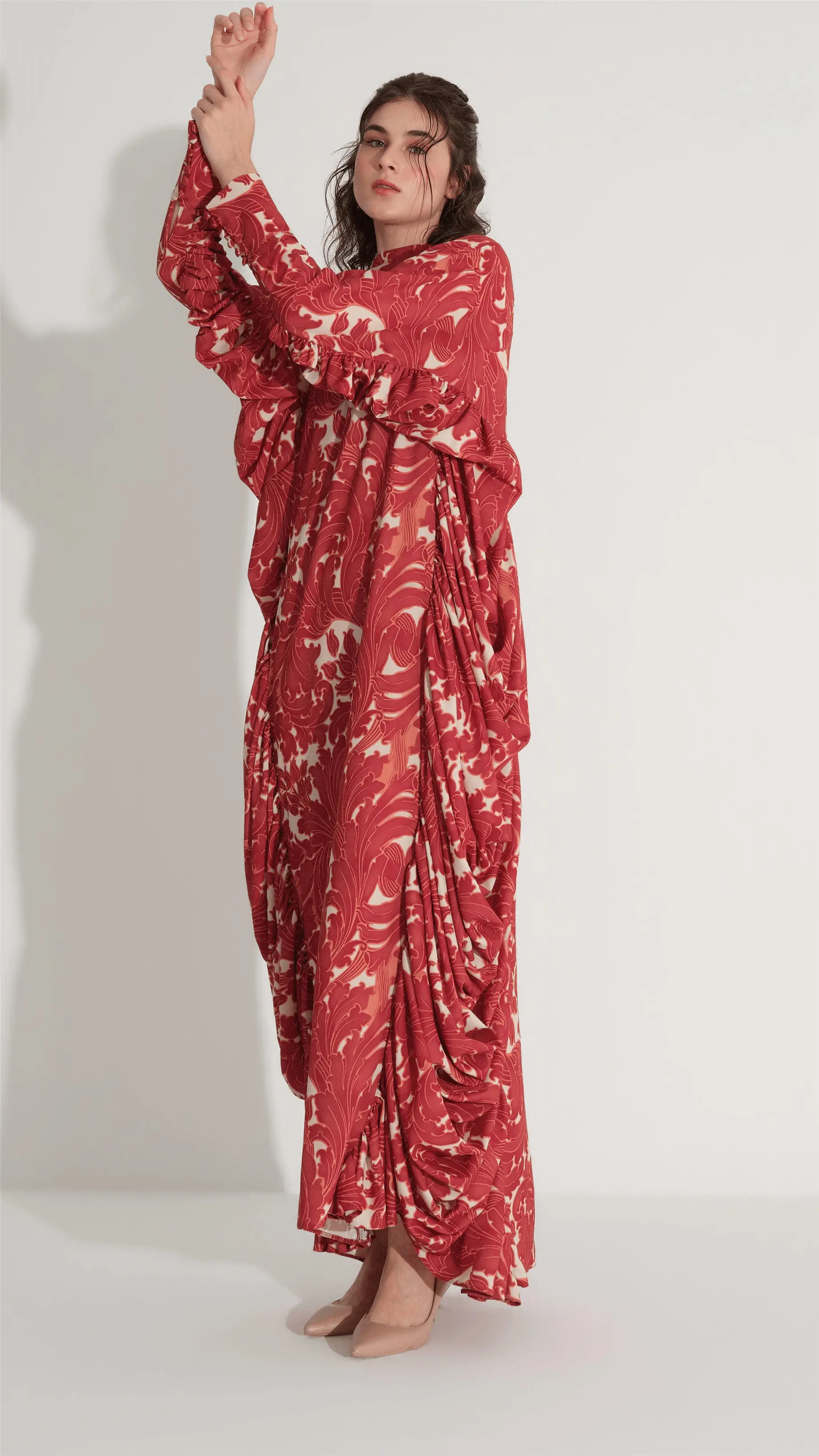 Ruched Kaftan Dress – Cinnamon, photo 3