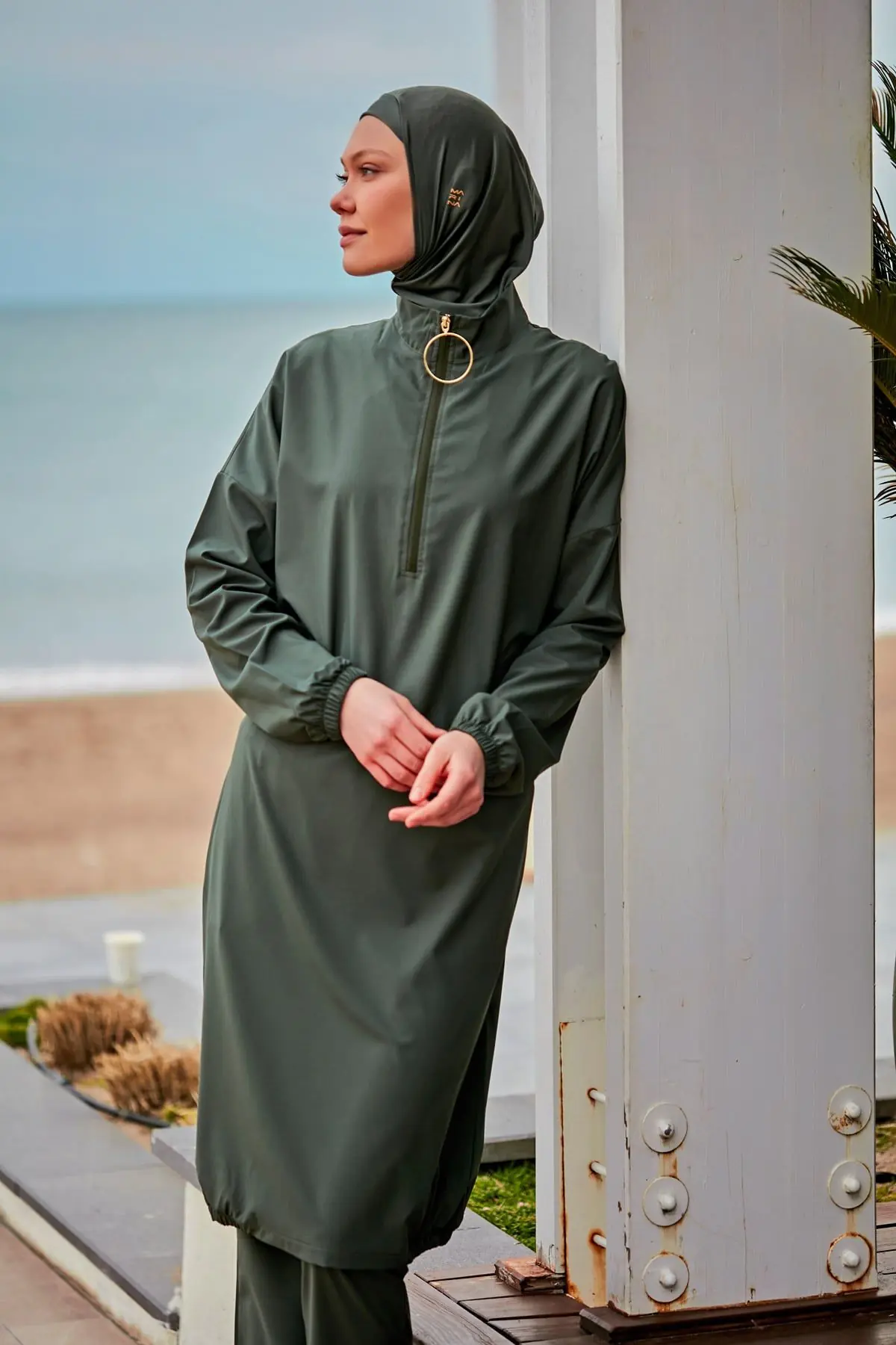 Woven Khaki Burkini Modest Swimwear M2406, photo 2