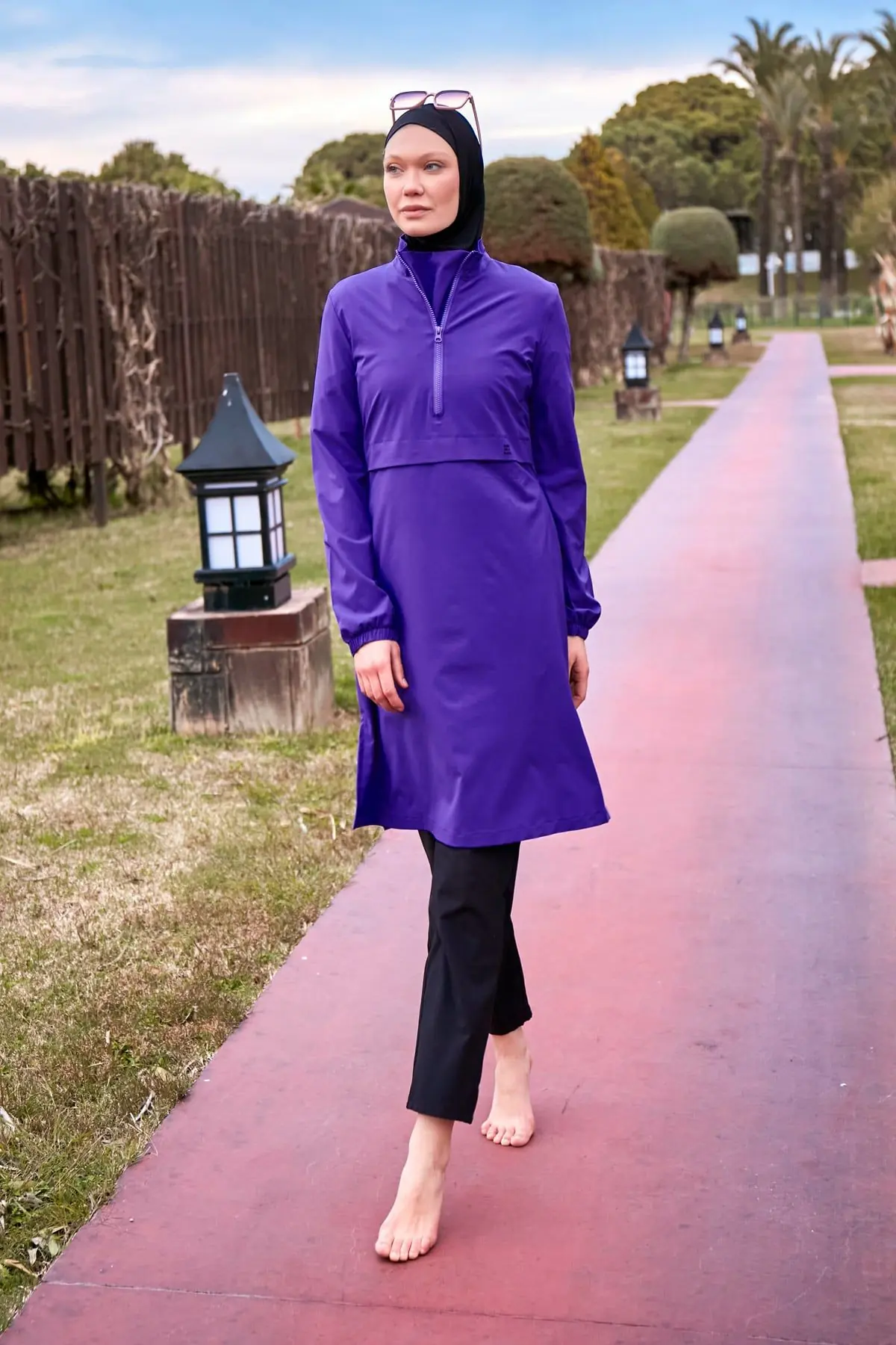 Woven Purple Burkini Modest Swimwear M2409, photo 2