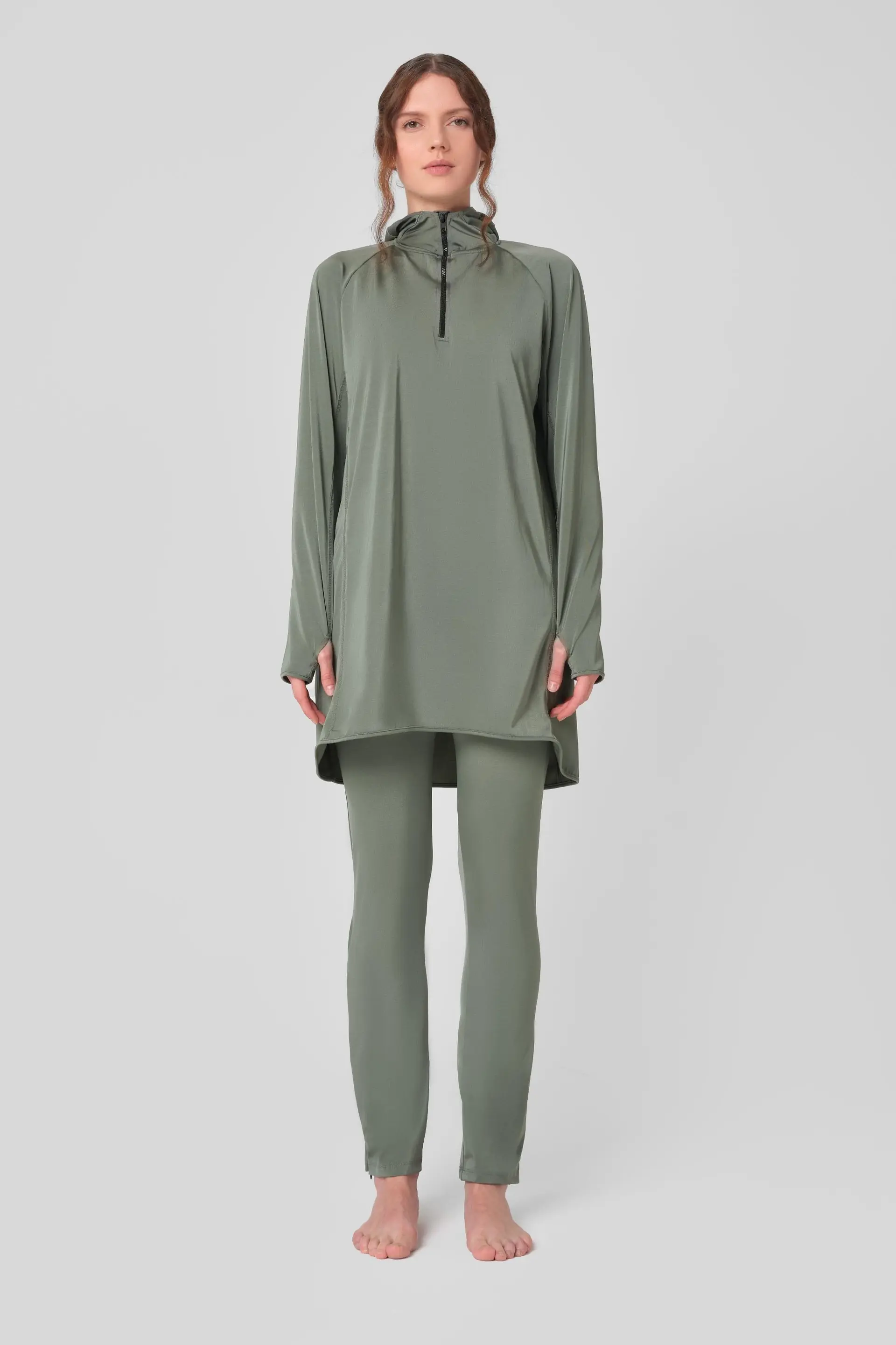 Full-Coverage Modest Swimsuit – Khaki, photo 2