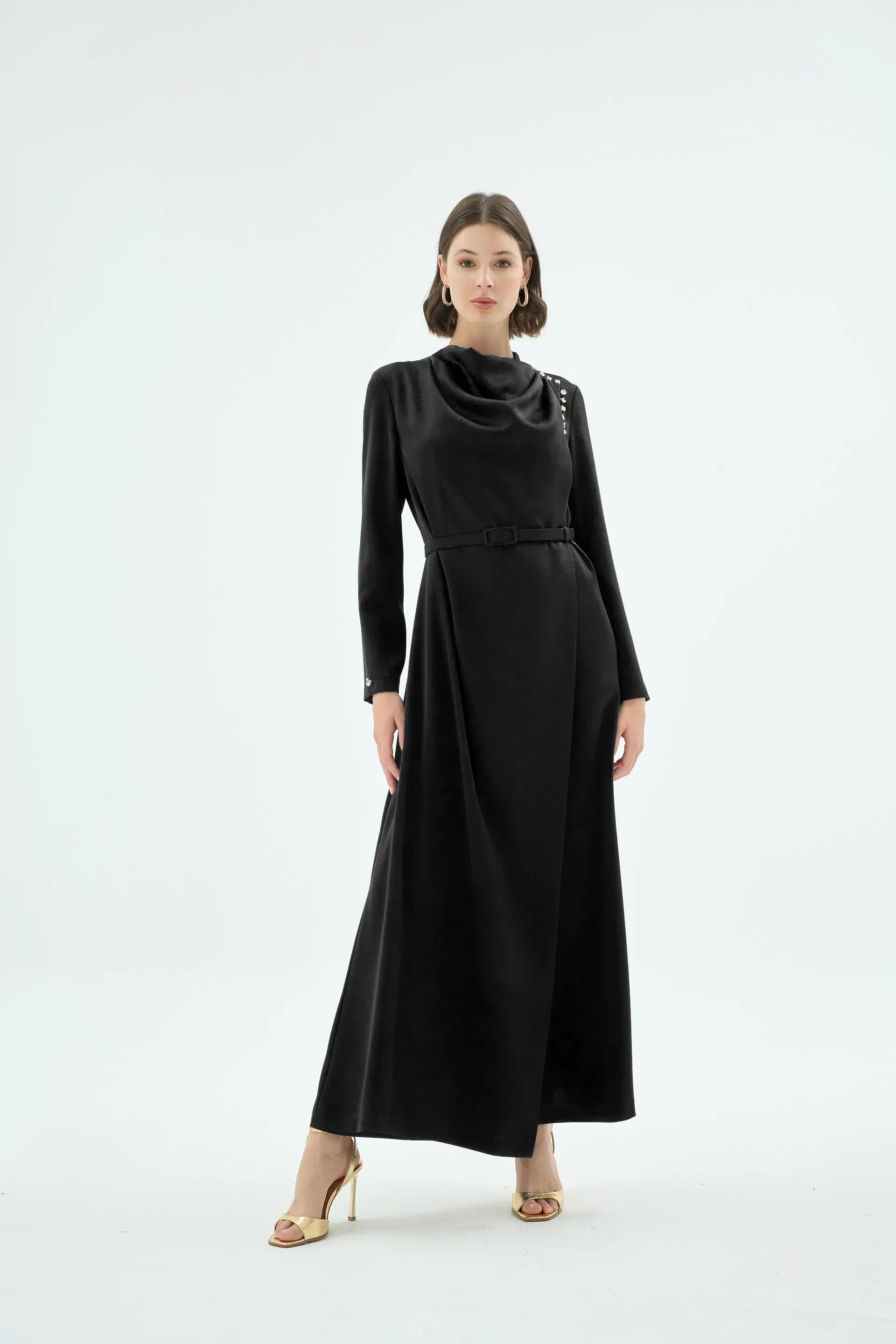 Natali Draped Dress – Black