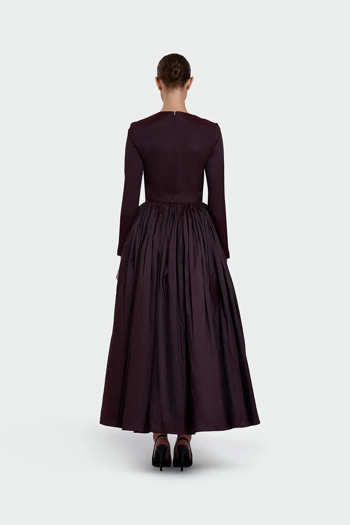 Long-Sleeve Dress with Front Tie Detail - Cherry, photo 4