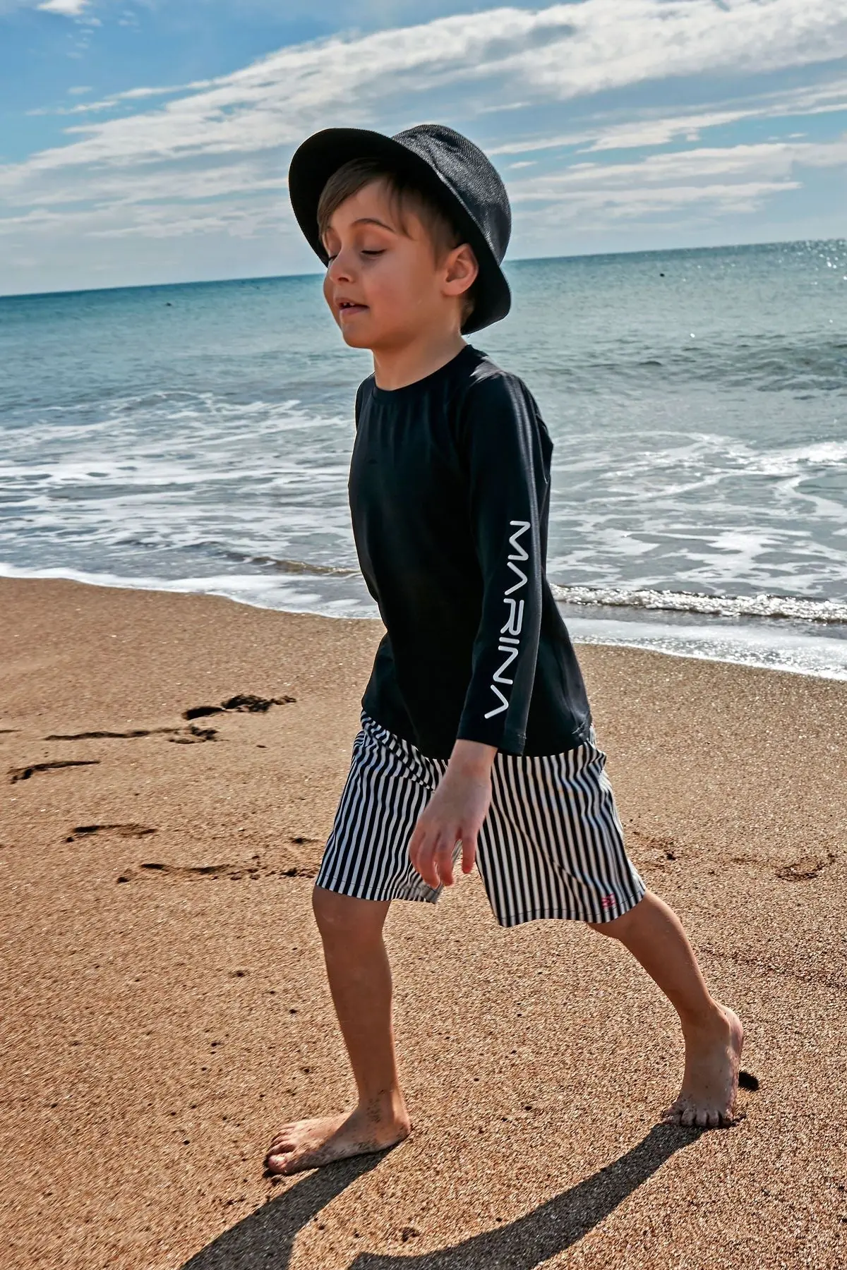 Lycra Black Boys Swim Shirts T2450