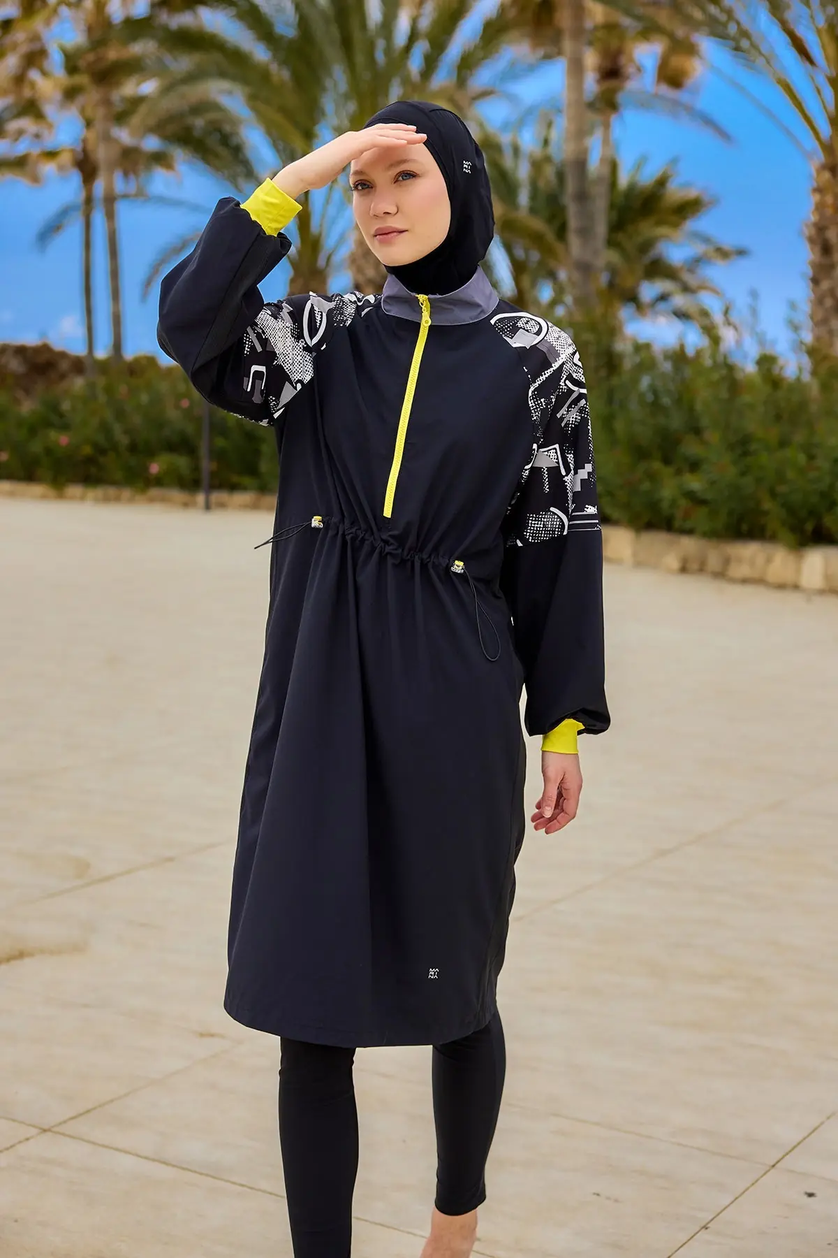 Black Full Coverage Modest Burkini with Sleeve Detail M2512, photo 2