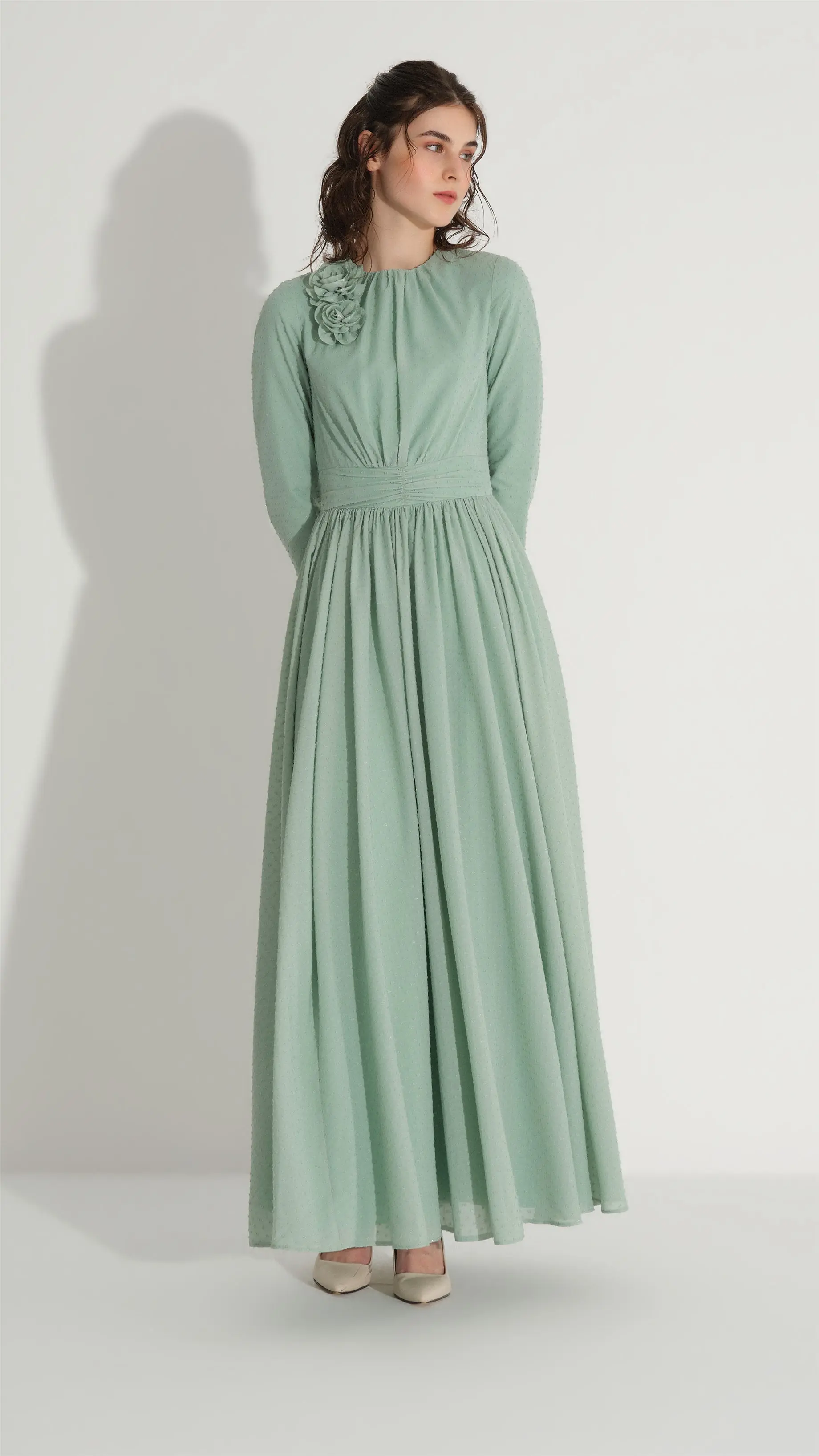 Floral Detail Glitter Dress – Mint, photo 4