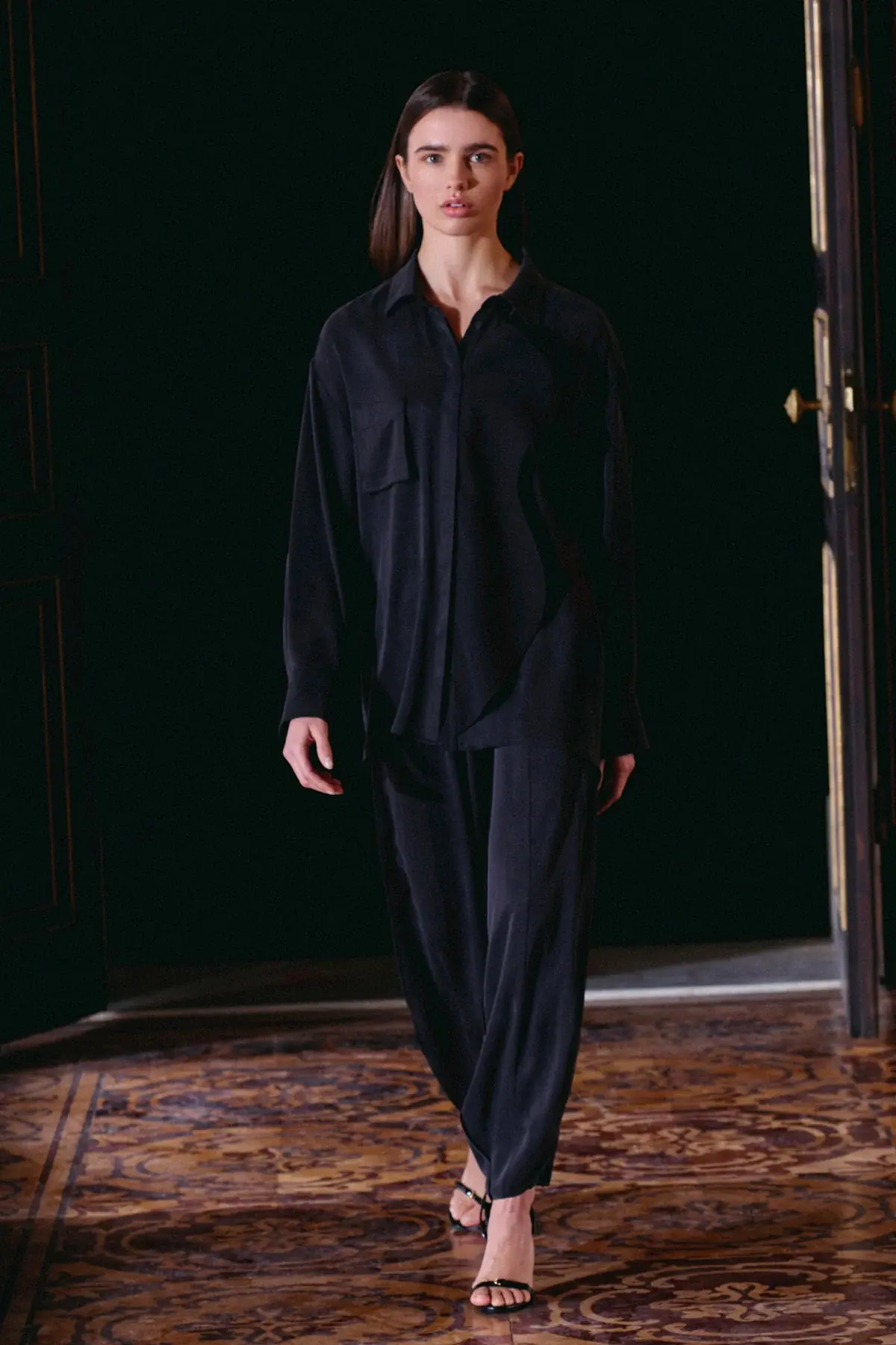 Tencel Shirt and Pants Co-Ord Set – Black, photo 3