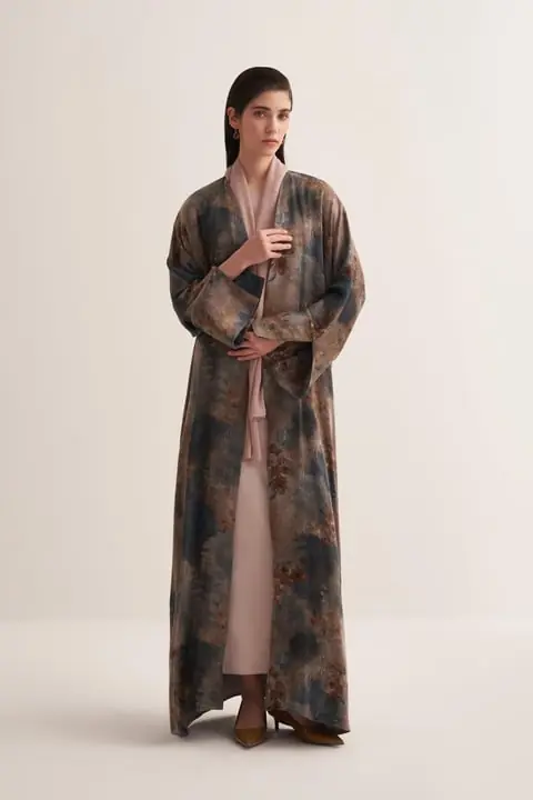 Cupro Flowers Abaya & Scarf Set, photo 3