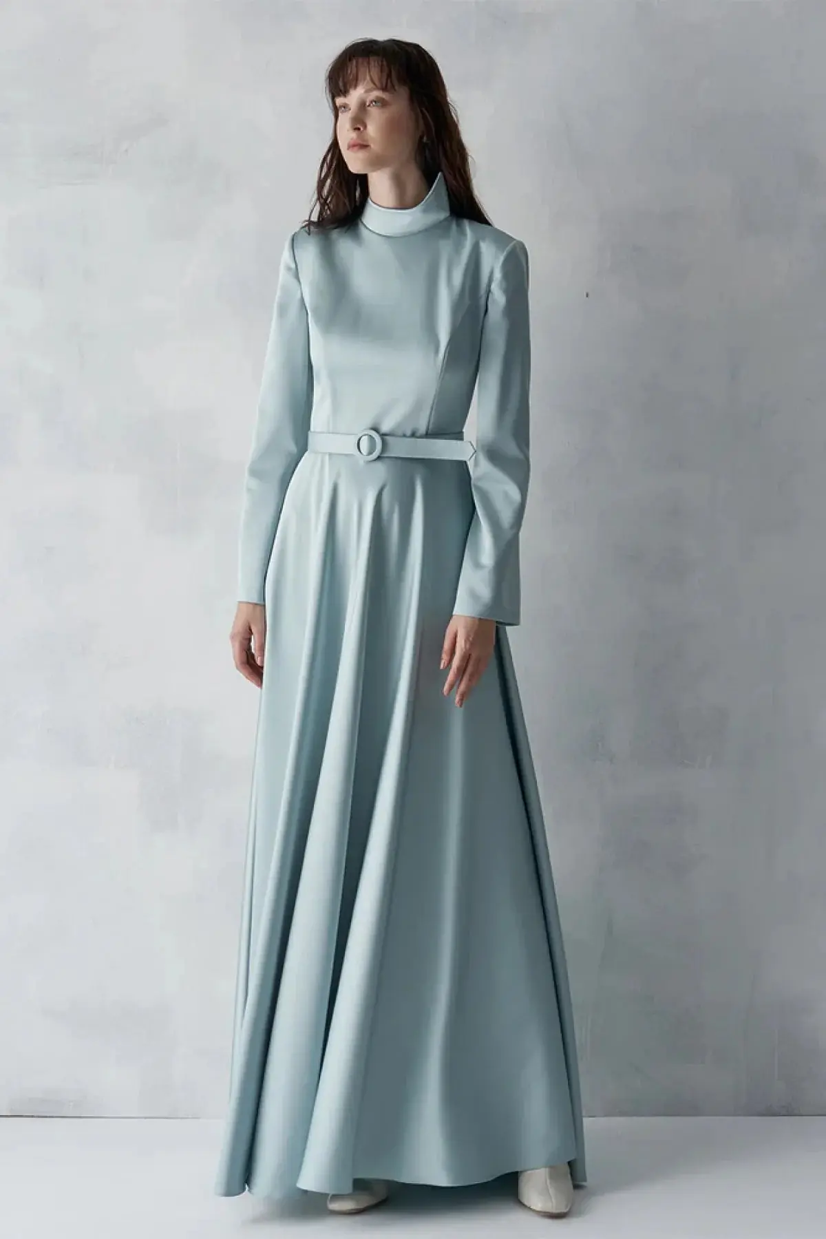 Satin Gown with Metallic Corset – Mint, photo 2