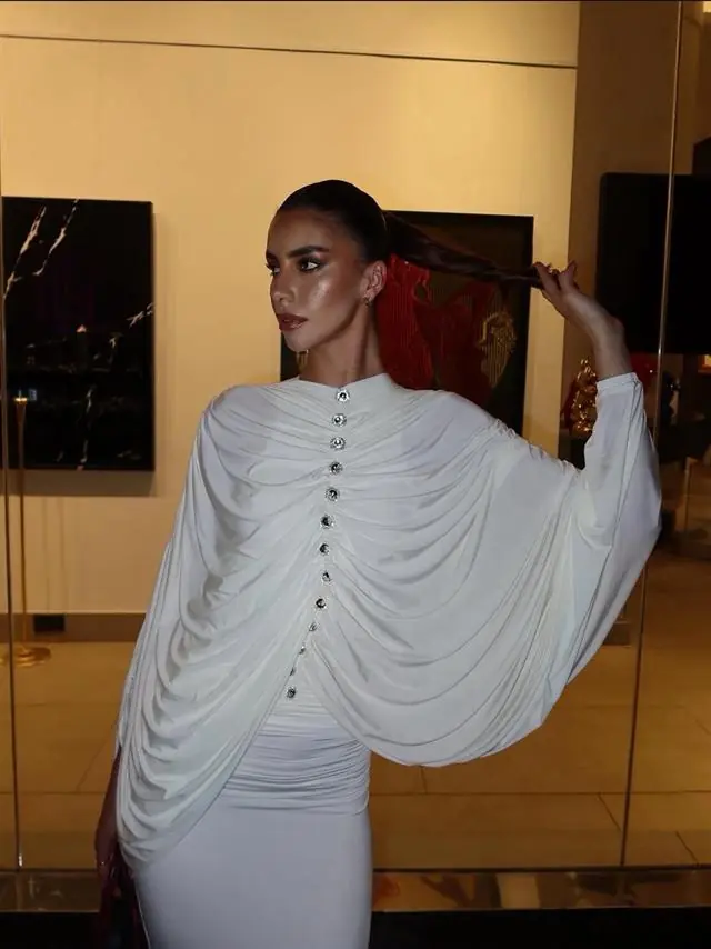 Eirene Draped Dress - Ivory, photo 5
