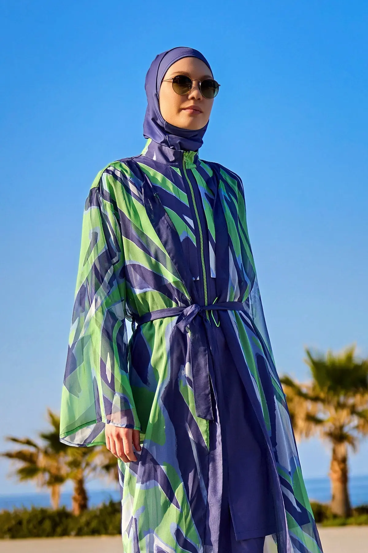 Marina Patterned Silky Kimono - Colorful, photo 2