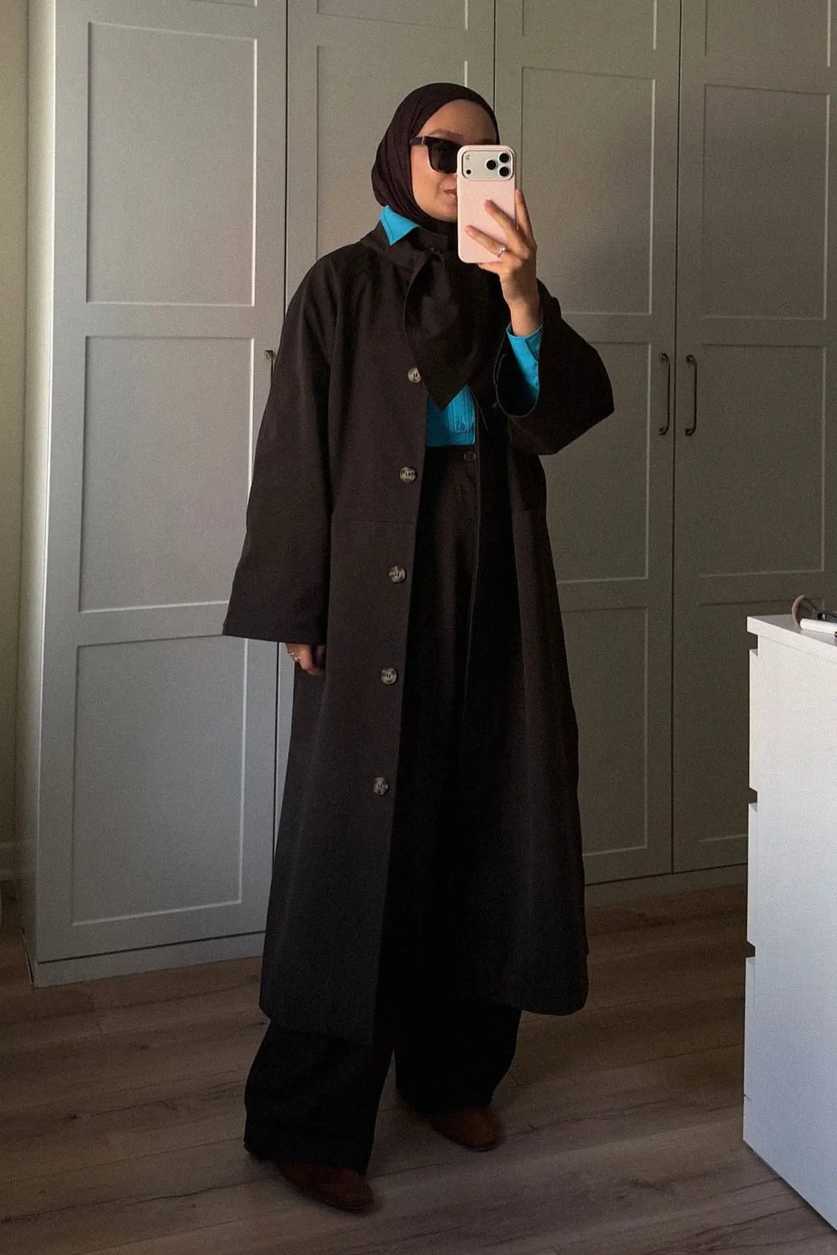 Şüheda'nın Tercihi Şal Detaylı Premium Trençkot-Acı Kahve, photo 5