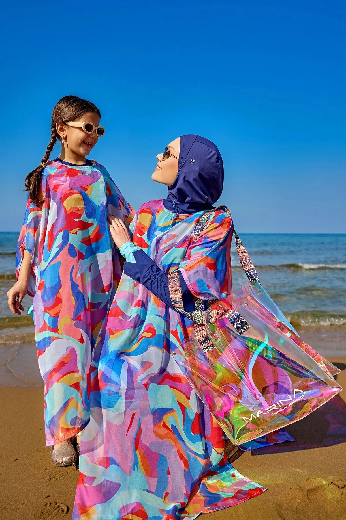 Marina Kids Beach Cover Up Chiffon Kimono for Girls - Colorful, photo 3