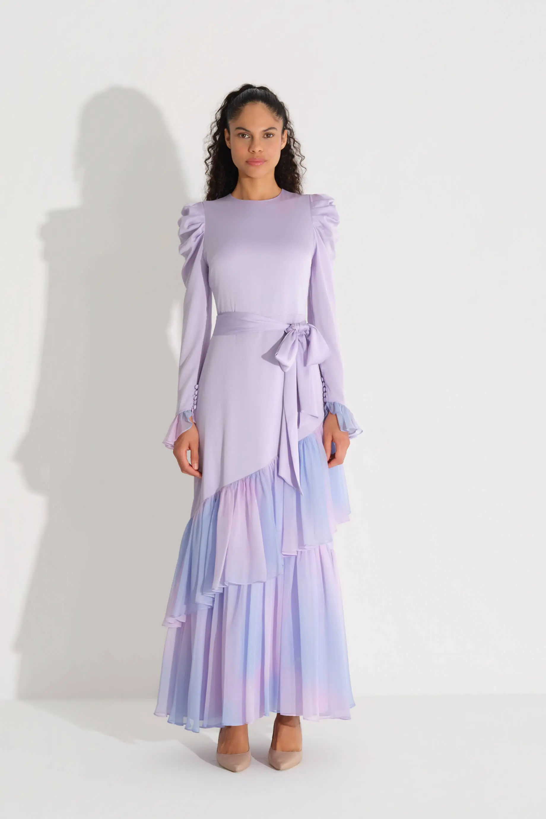 Tiered Chiffon Dress – Lilac